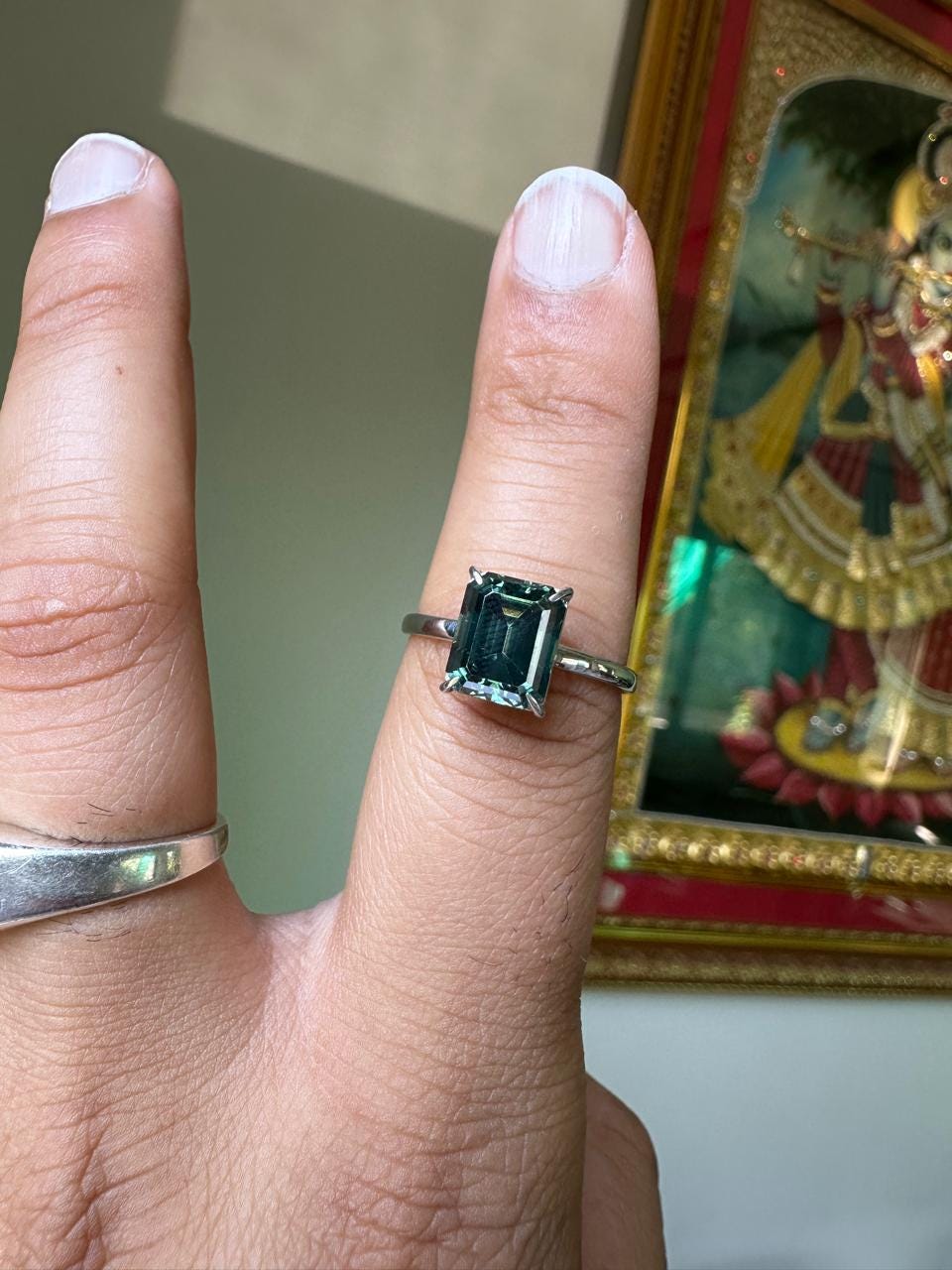 3 CT Emerald Cut Alexandrite Engagement Ring | 14K White Gold Solitaire Proposal Ring