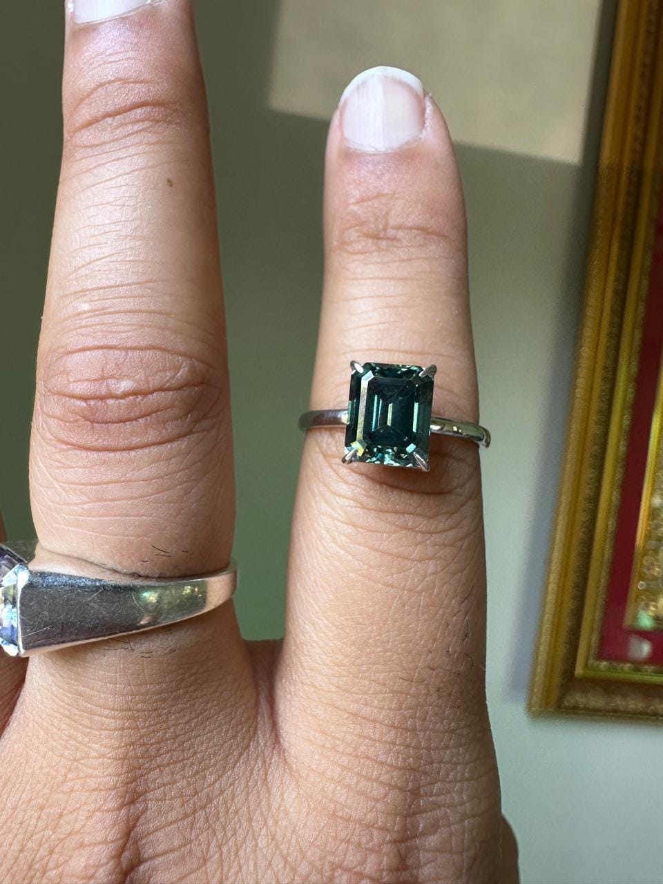 3 CT Emerald Cut Alexandrite Engagement Ring | 14K White Gold Solitaire Proposal Ring
