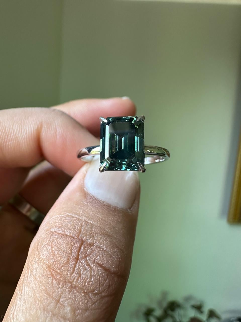 3 CT Emerald Cut Alexandrite Engagement Ring | 14K White Gold Solitaire Proposal Ring