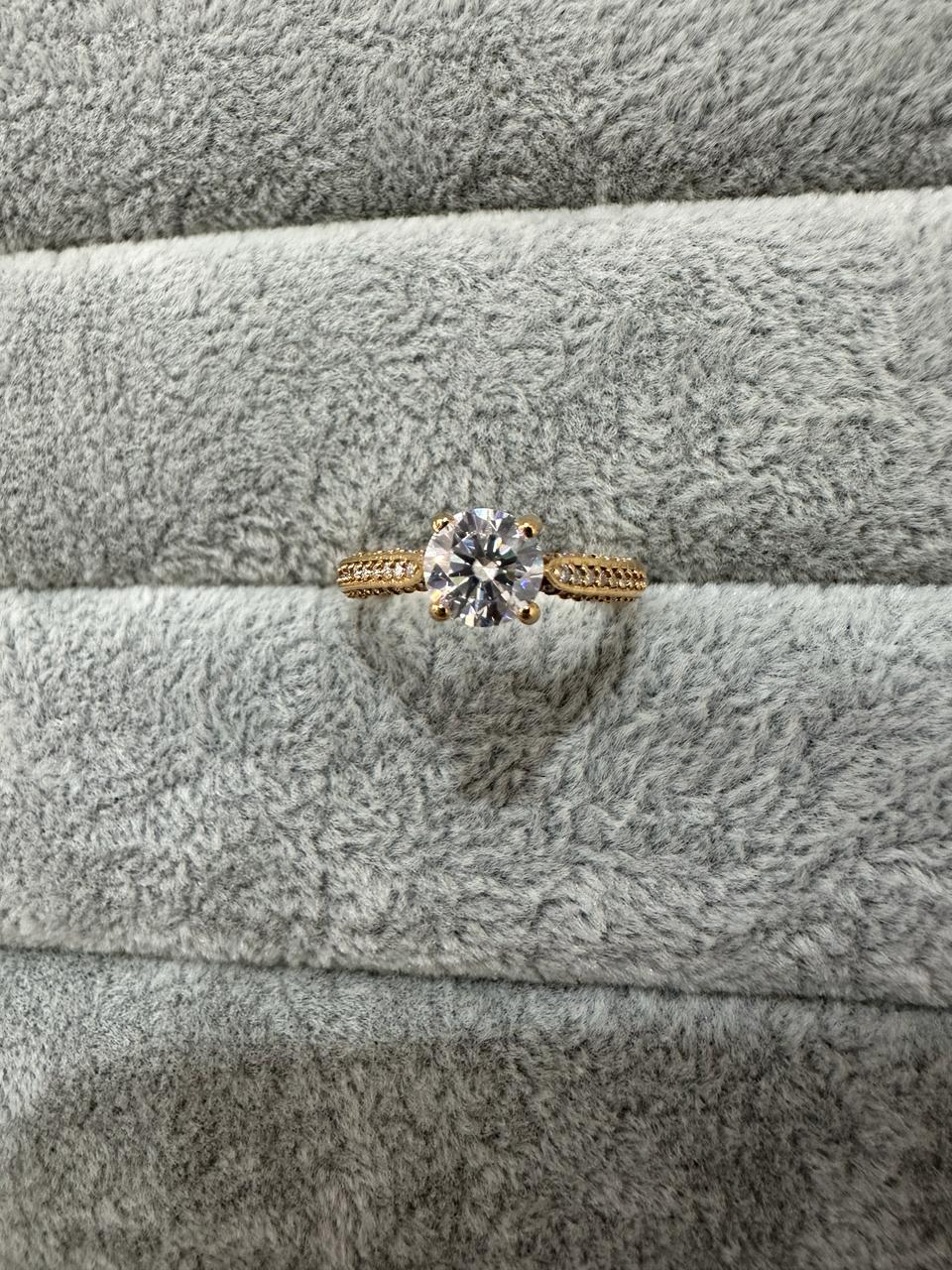 1 CT Round Lab Diamond Engagement Ring, 14K Yellow Gold, IGI Certified Pavé Band