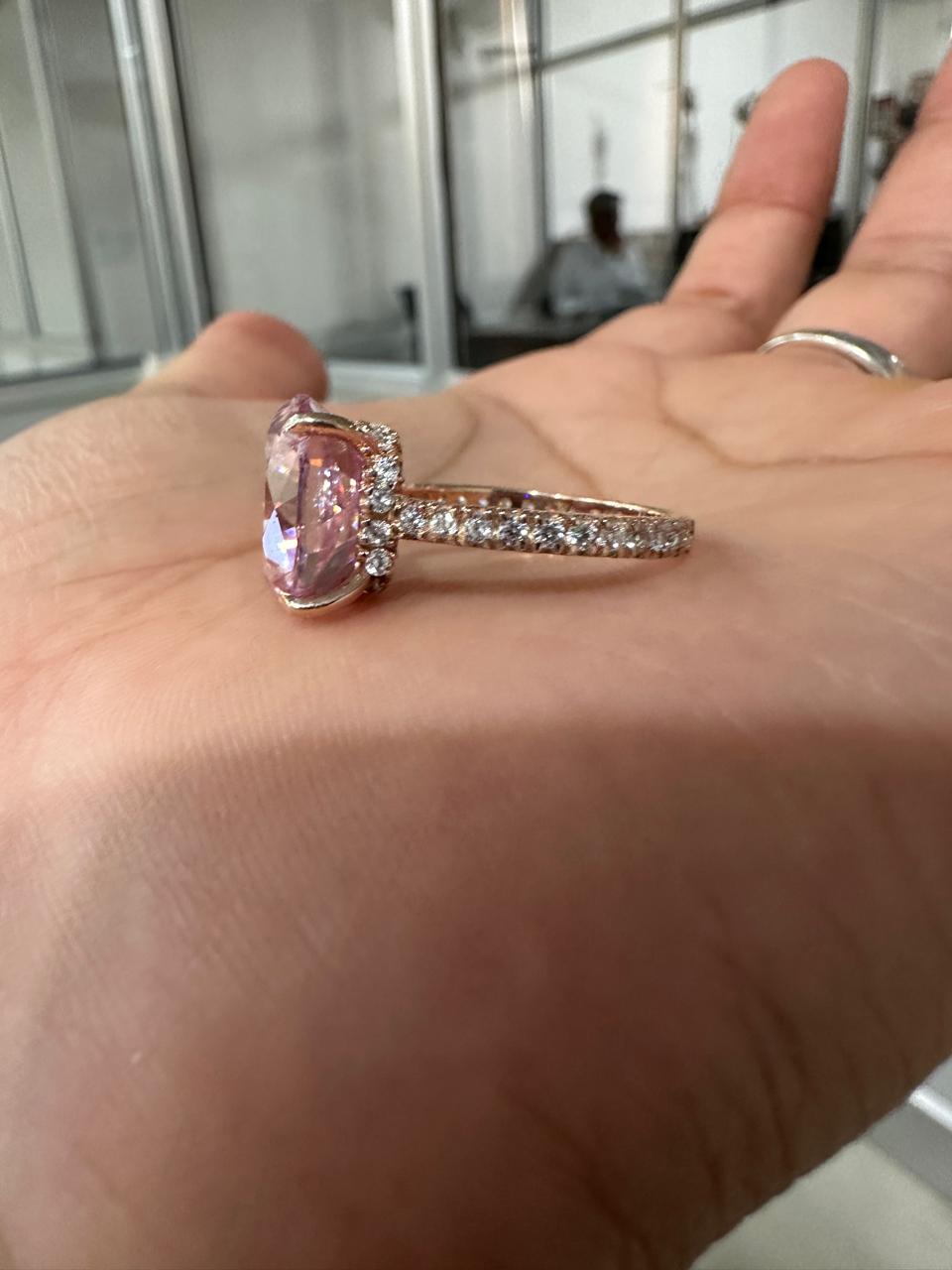 10 CT Pink Emerald Moissanite Engagement Ring