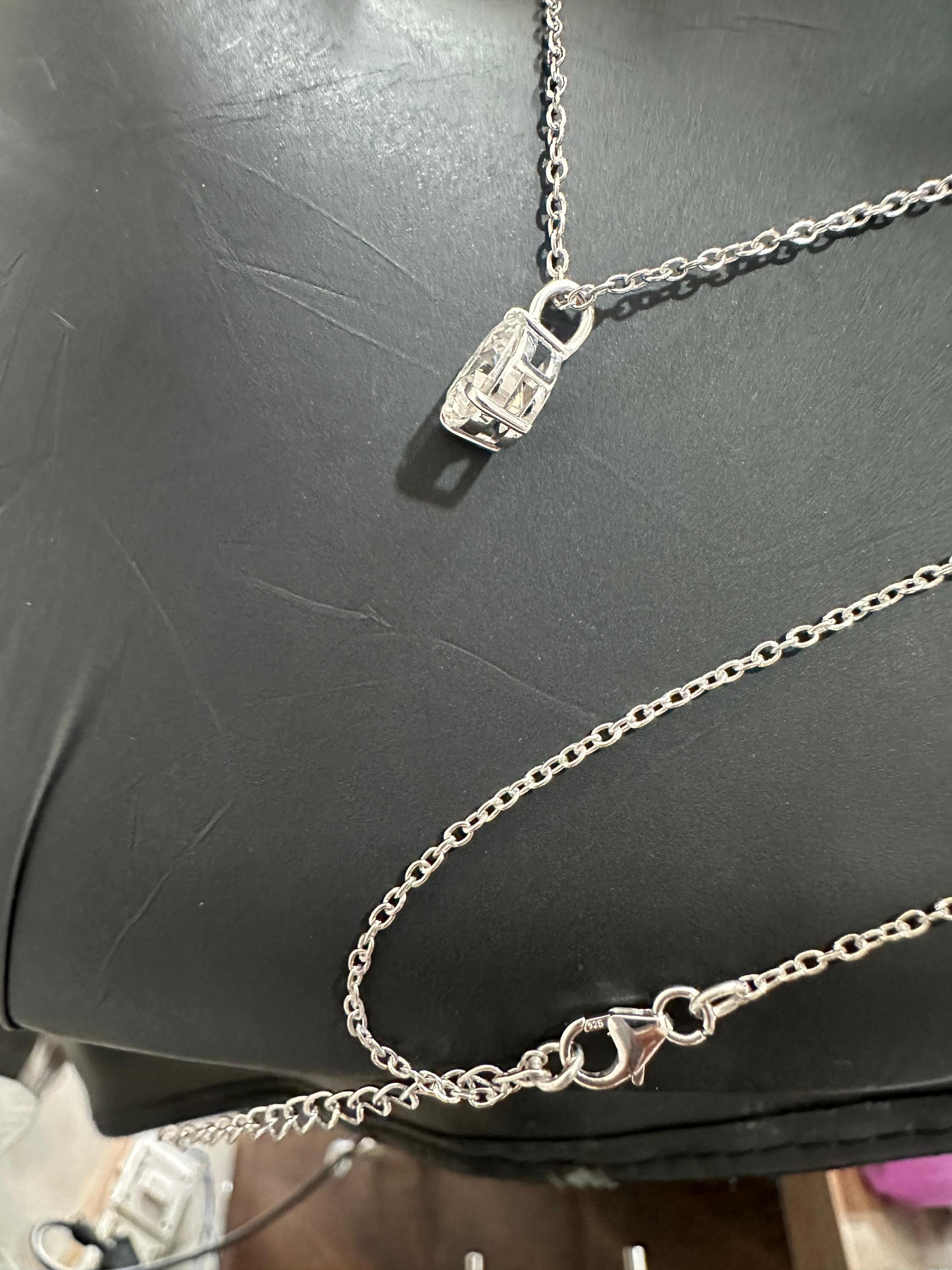 Pear Moissanite Solitaire Pendant | 2 CT 14K White Gold Minimal Necklace