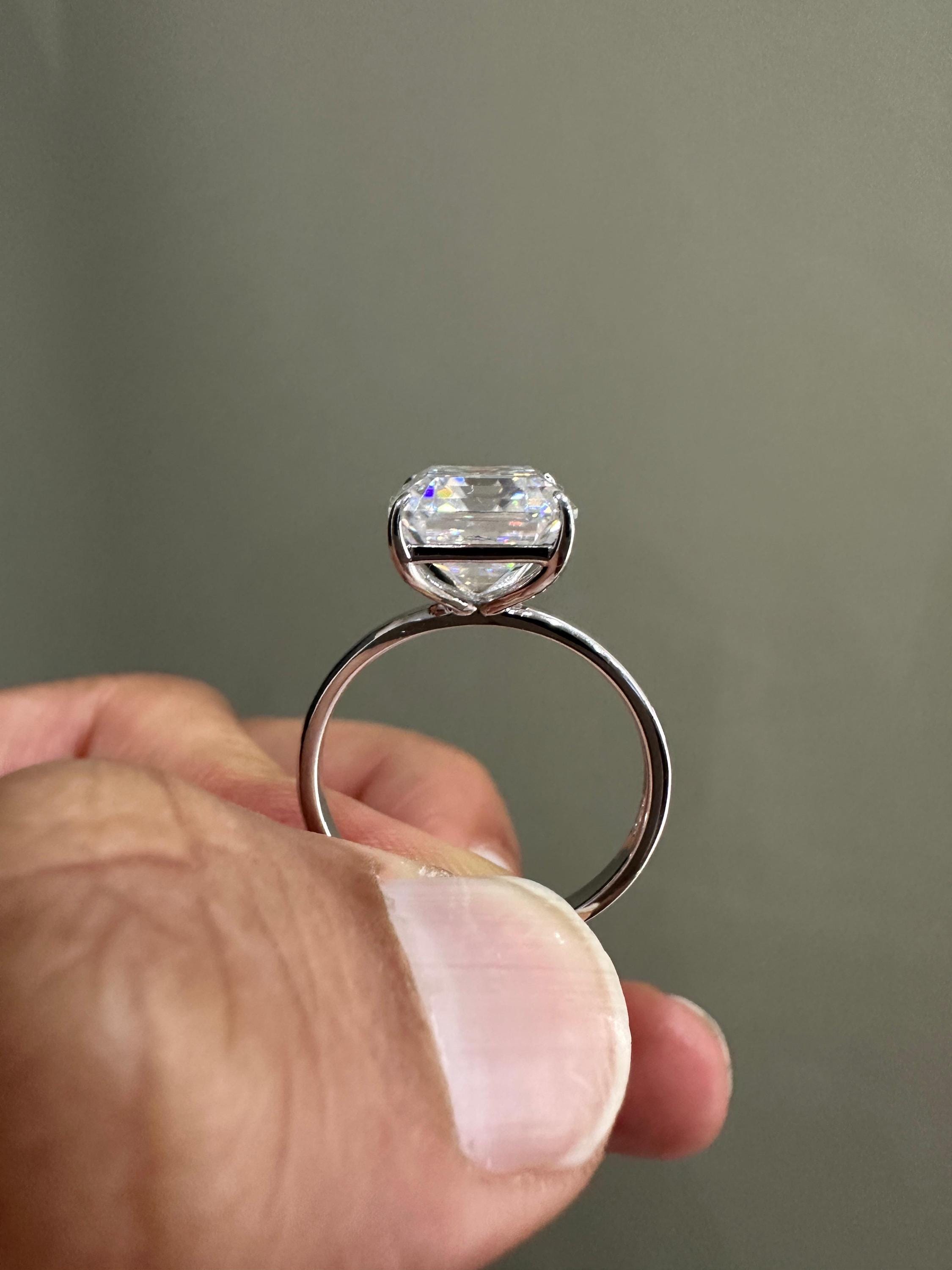 3 CT Emerald Cut Lab Diamond Engagement Ring | 14K White Gold Solitaire (IGI Certified)