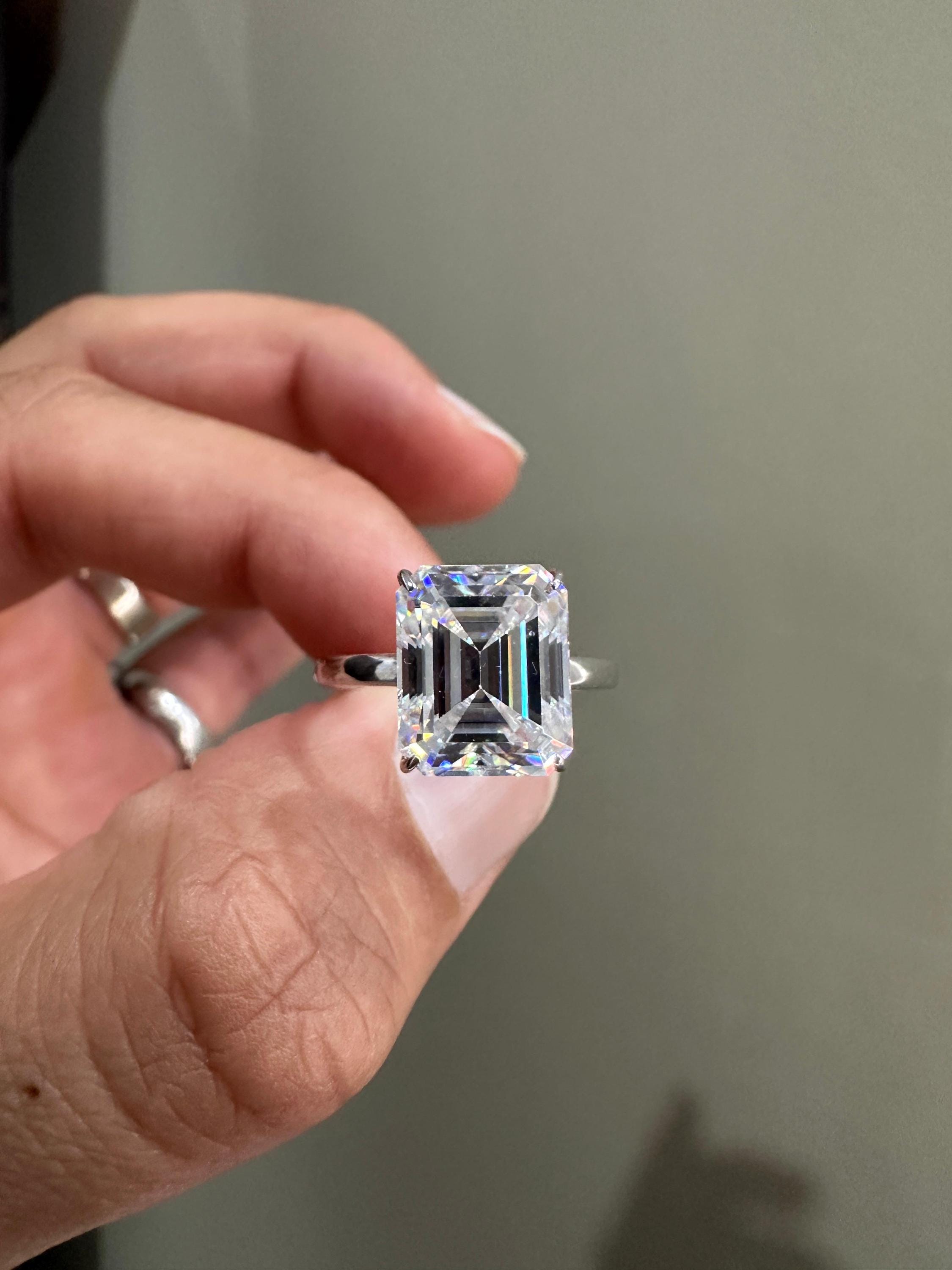 3 CT Emerald Cut Lab Diamond Engagement Ring | 14K White Gold Solitaire (IGI Certified)