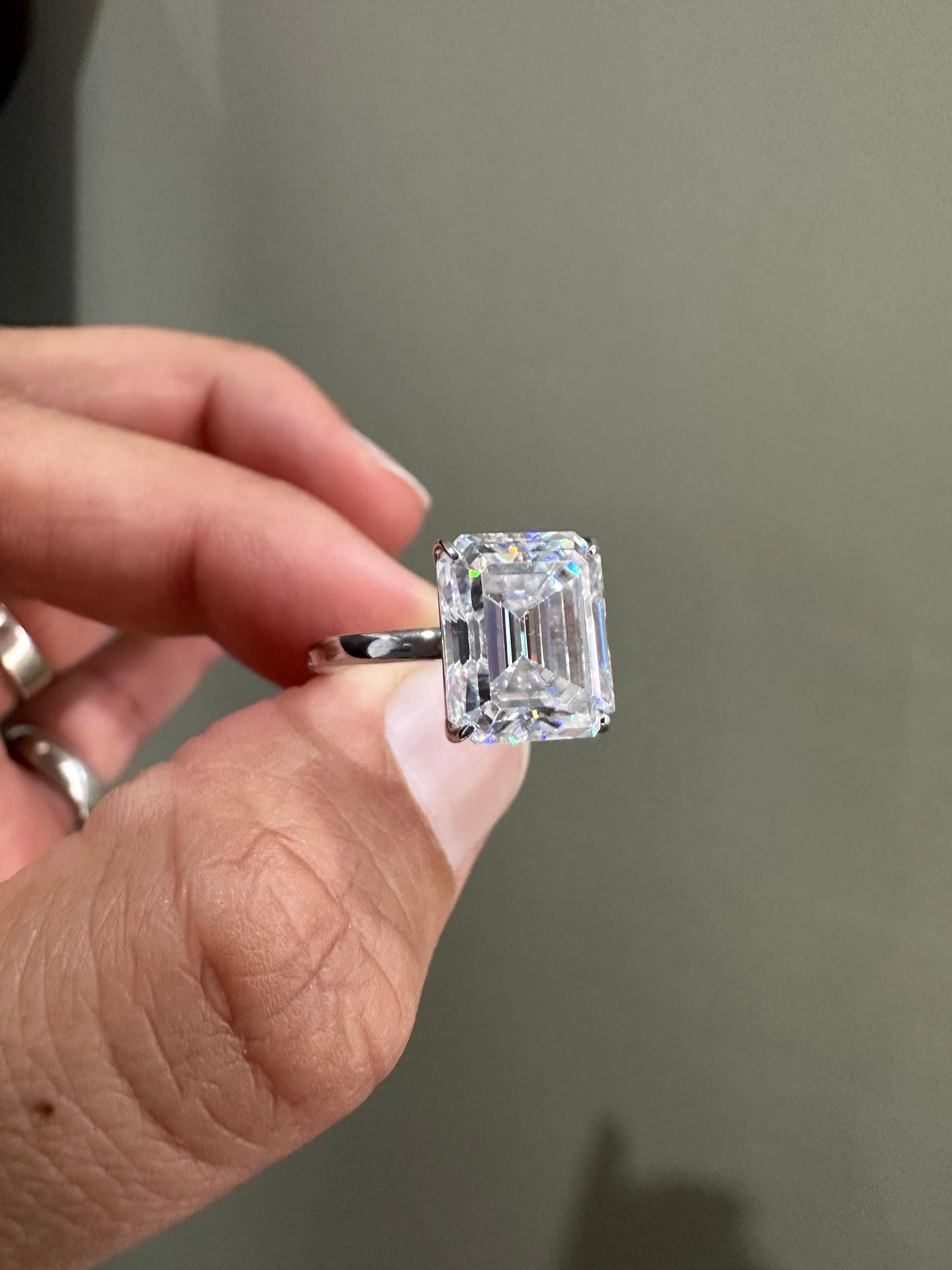 3 CT Emerald Cut Lab Diamond Engagement Ring | 14K White Gold Solitaire (IGI Certified)