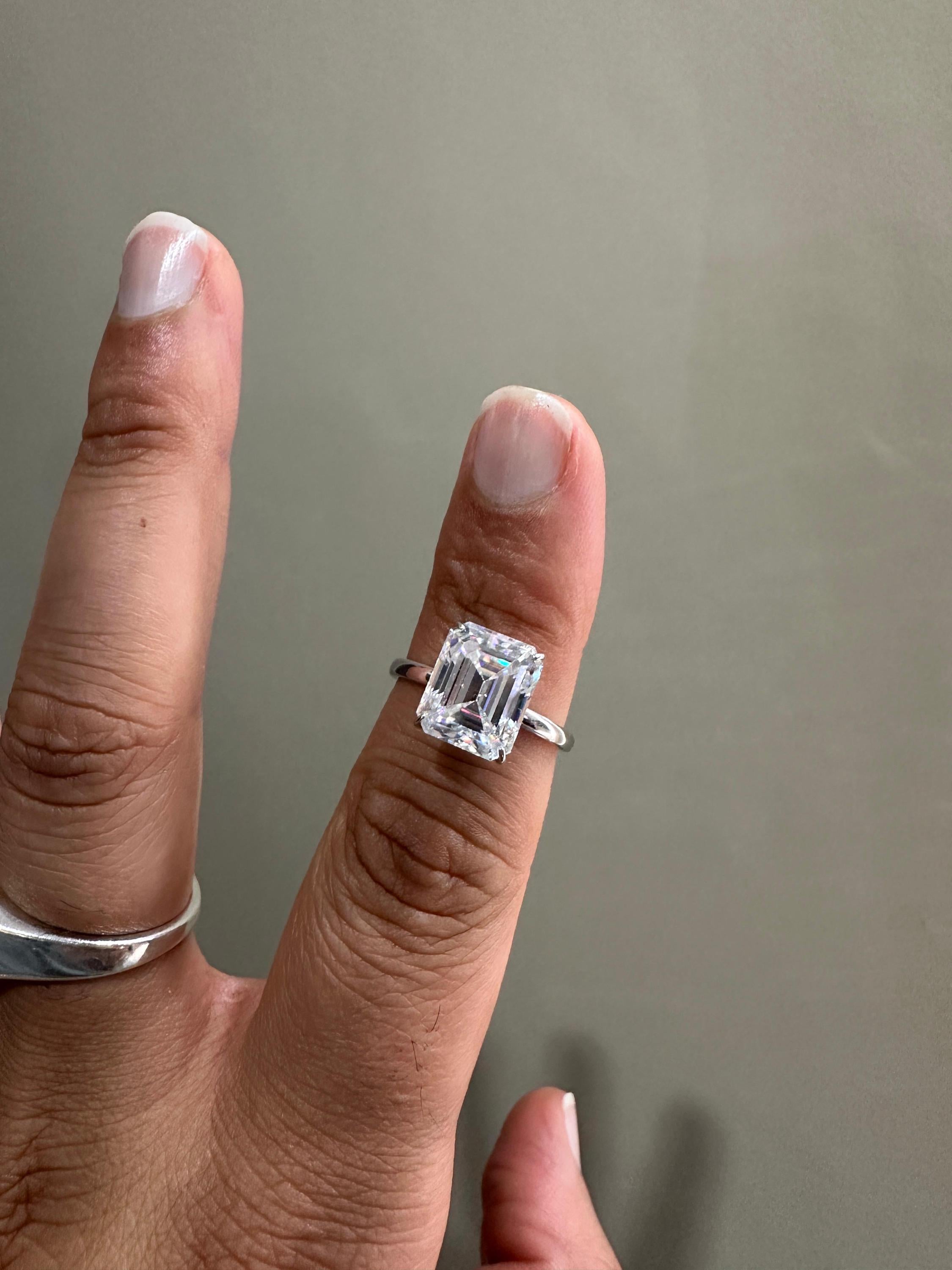 3 CT Emerald Cut Lab Diamond Engagement Ring | 14K White Gold Solitaire (IGI Certified)