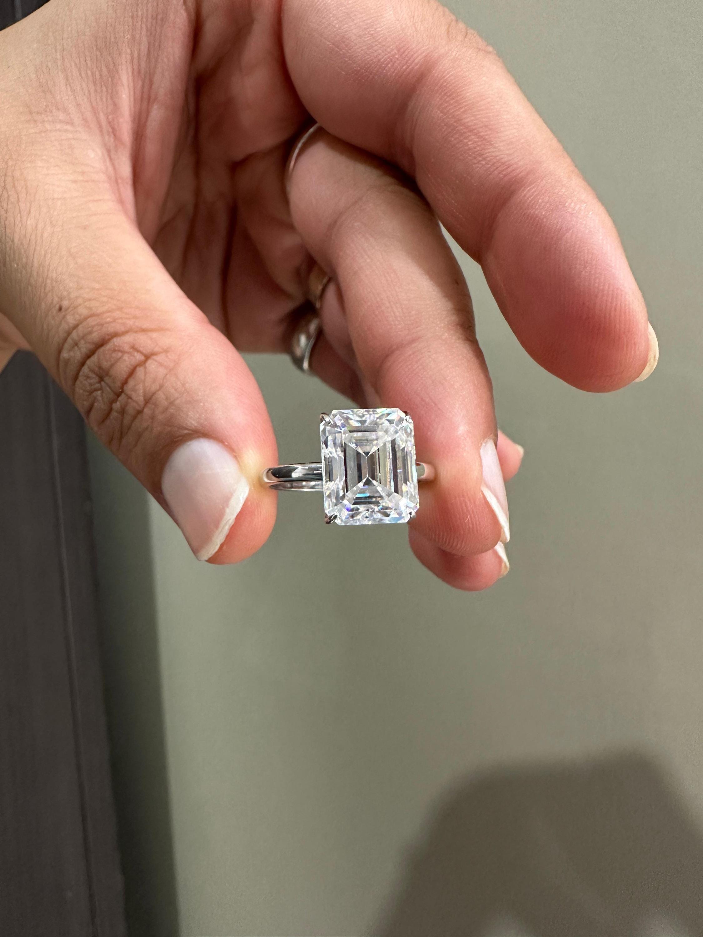 3 CT Emerald Cut Lab Diamond Engagement Ring | 14K White Gold Solitaire (IGI Certified)