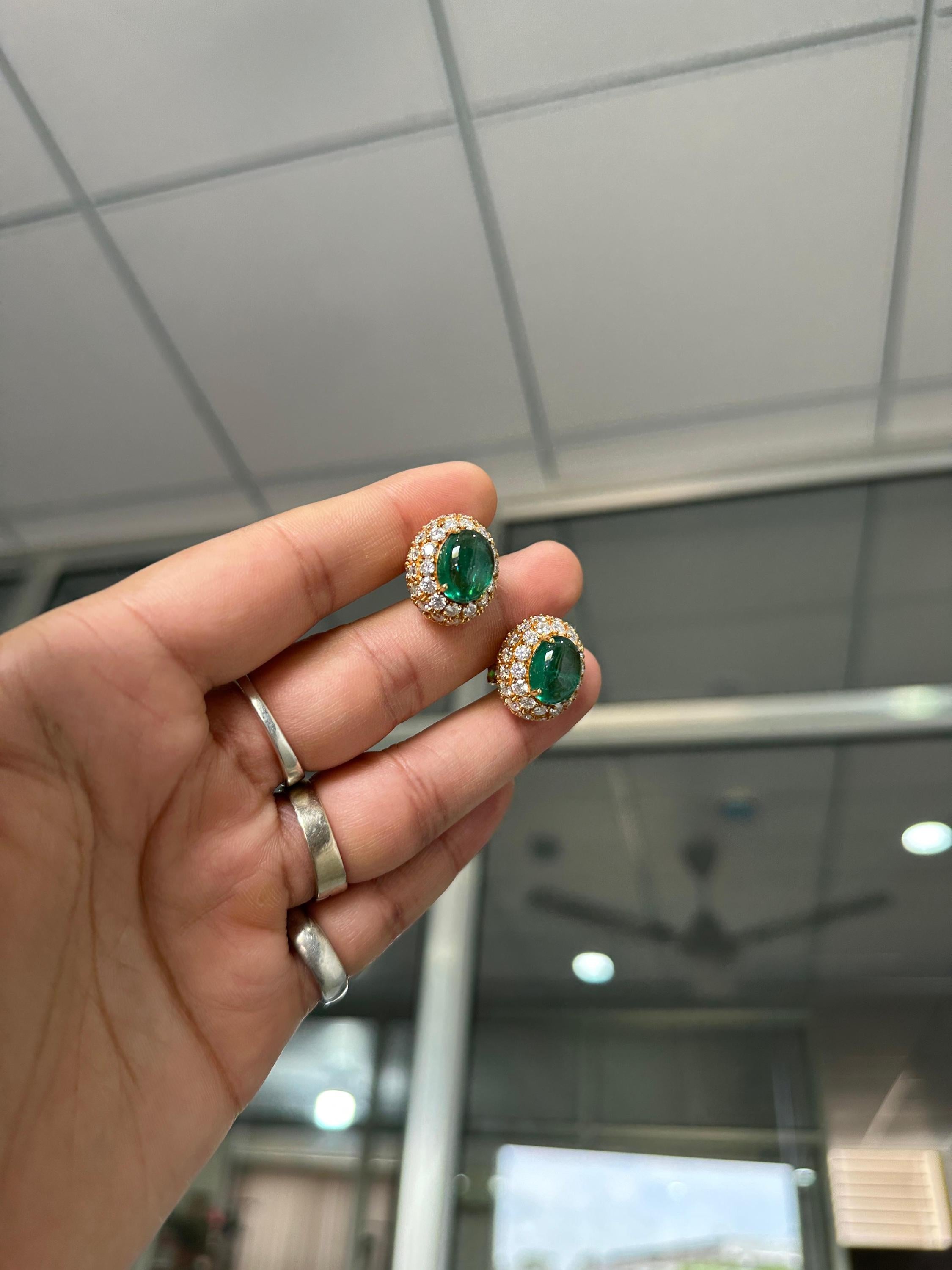 14K Gold Oval Emerald Diamond Halo Earrings | 15 CT Statement Bridal Jewelry
