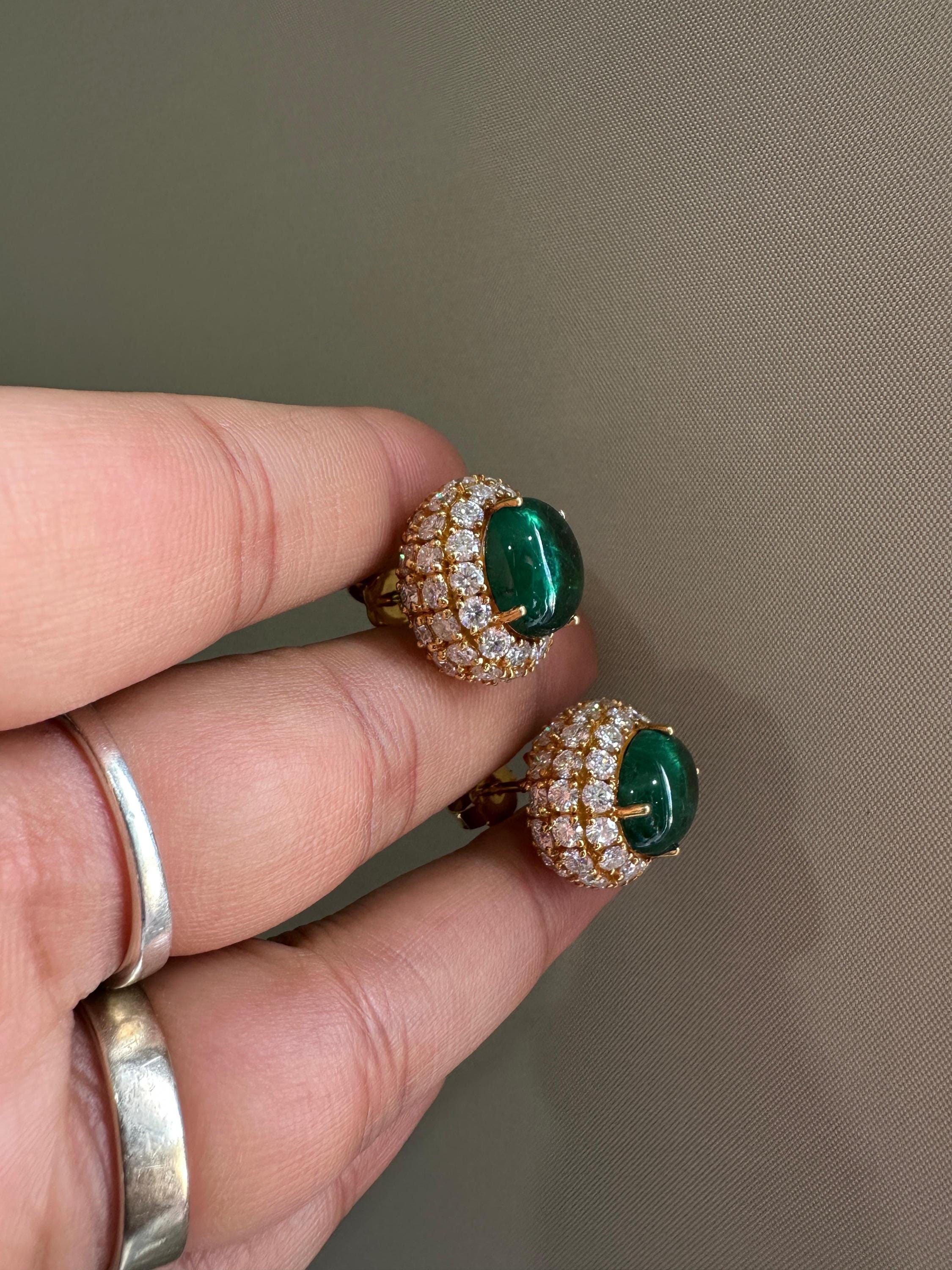 14K Gold Oval Emerald Diamond Halo Earrings | 15 CT Statement Bridal Jewelry