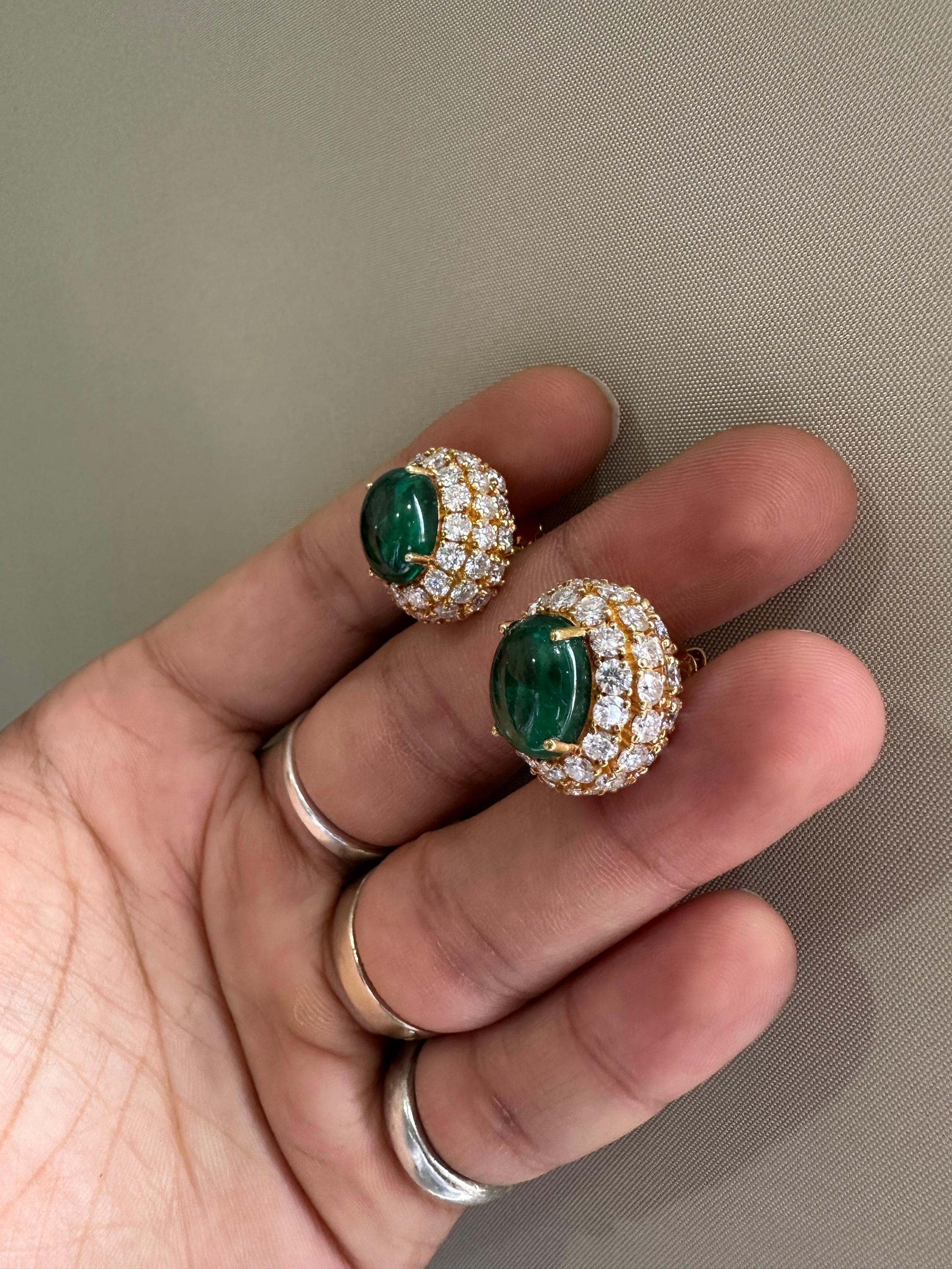 14K Gold Oval Emerald Diamond Halo Earrings | 15 CT Statement Bridal Jewelry