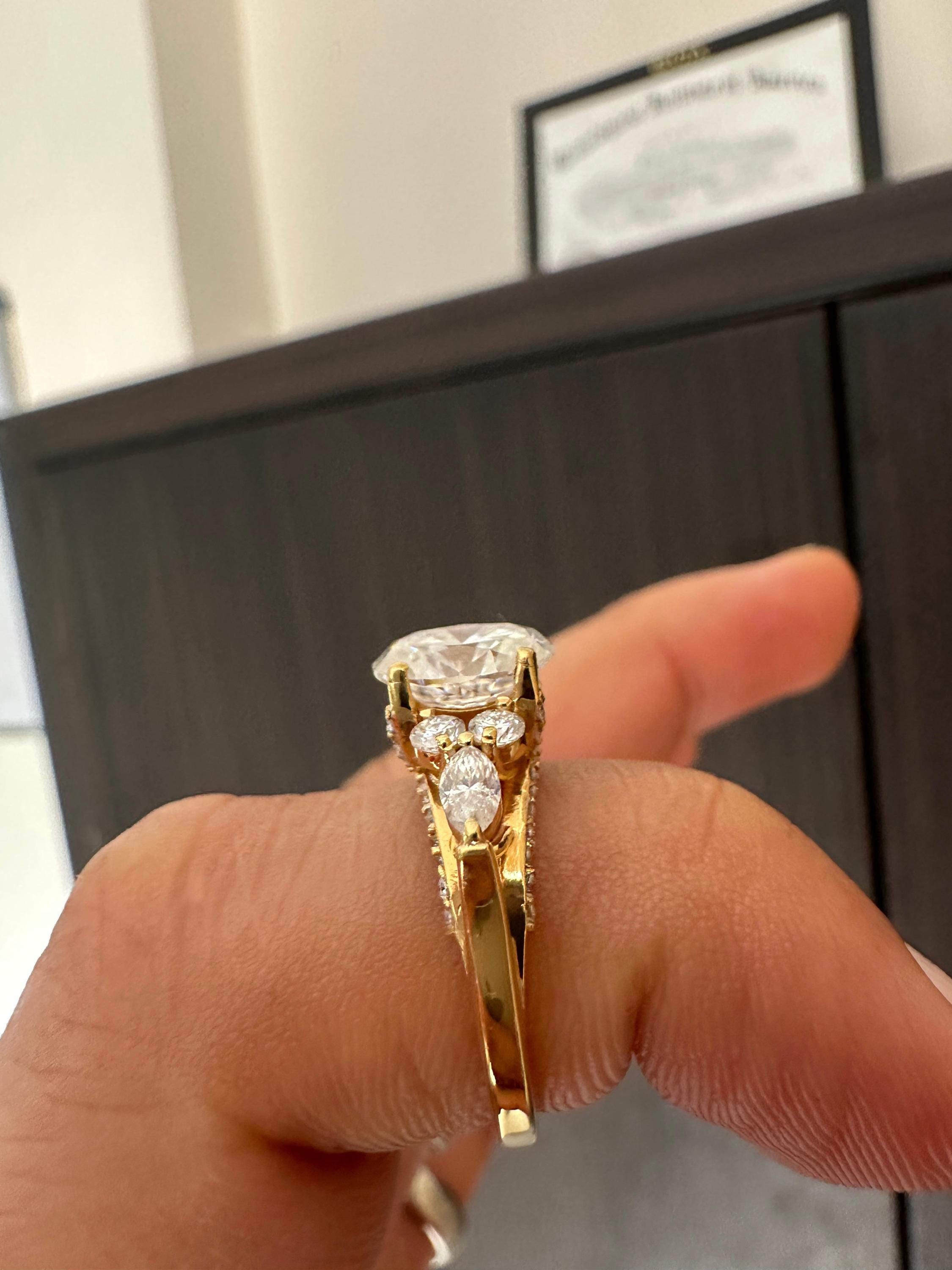 2 CT Oval Lab Diamond Ring 14K Gold | Vintage Inspired Engagement Ring