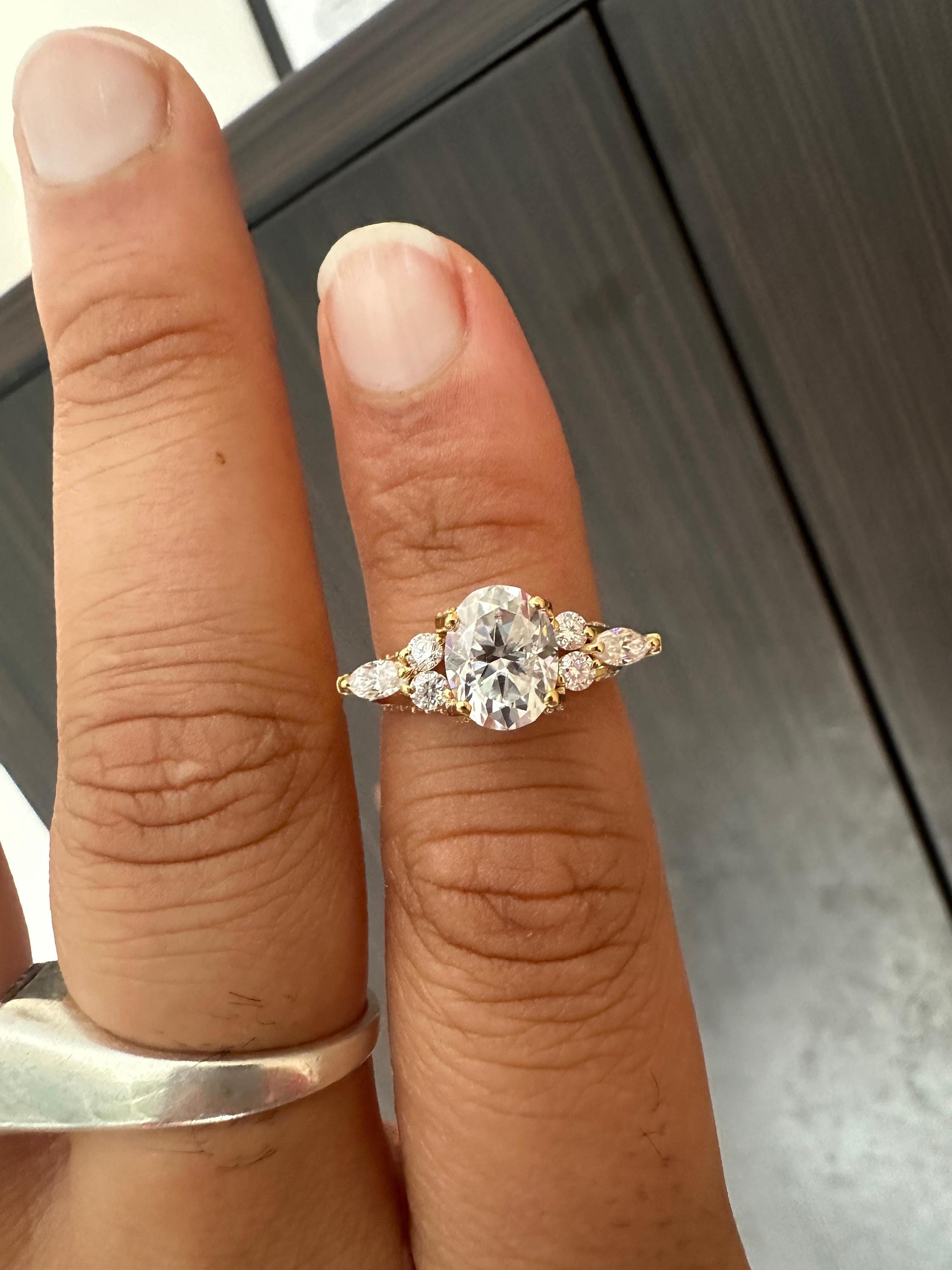 2 CT Oval Lab Diamond Ring 14K Gold | Vintage Inspired Engagement Ring