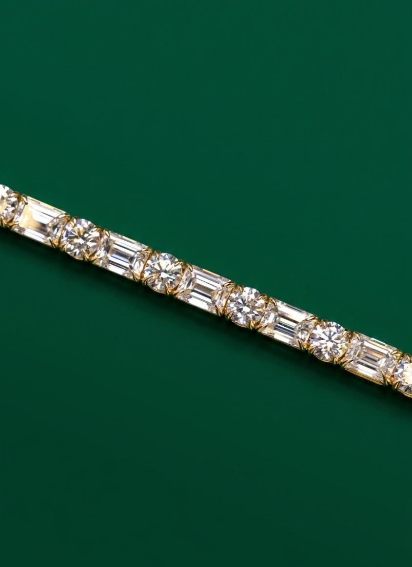 Multi Shape Moissanite Tennis Bracelet | 14k Gold Finish, Fine Jewelry for her