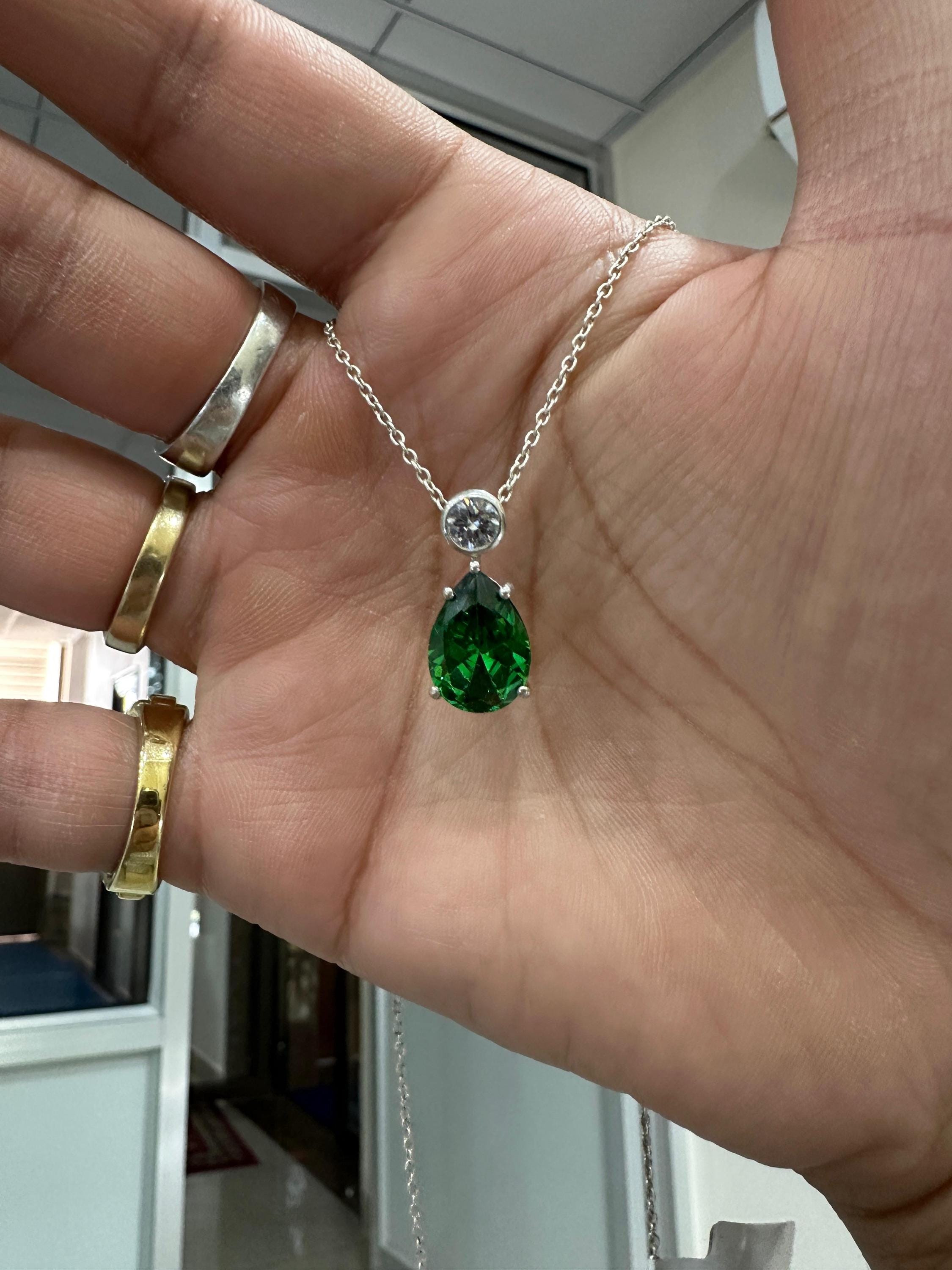 Pear Teardrop Emerald Pendant | Unique 6 CT Heirloom Jewelry for her