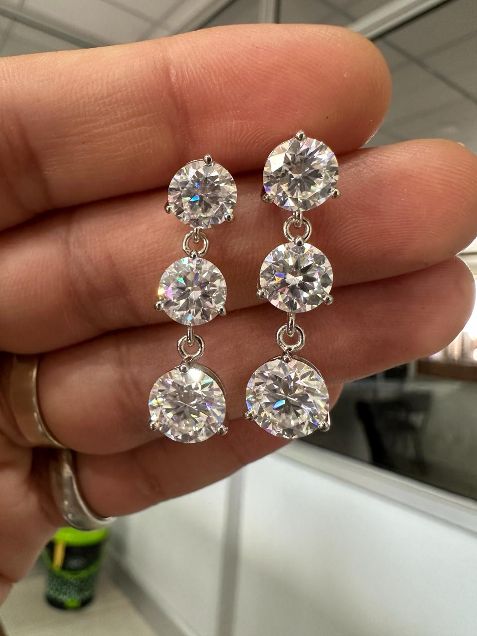 Moissanite Drop Earrings: Round Cut Solitaire, 14k Gold Bridal Jewelry, Gift for her