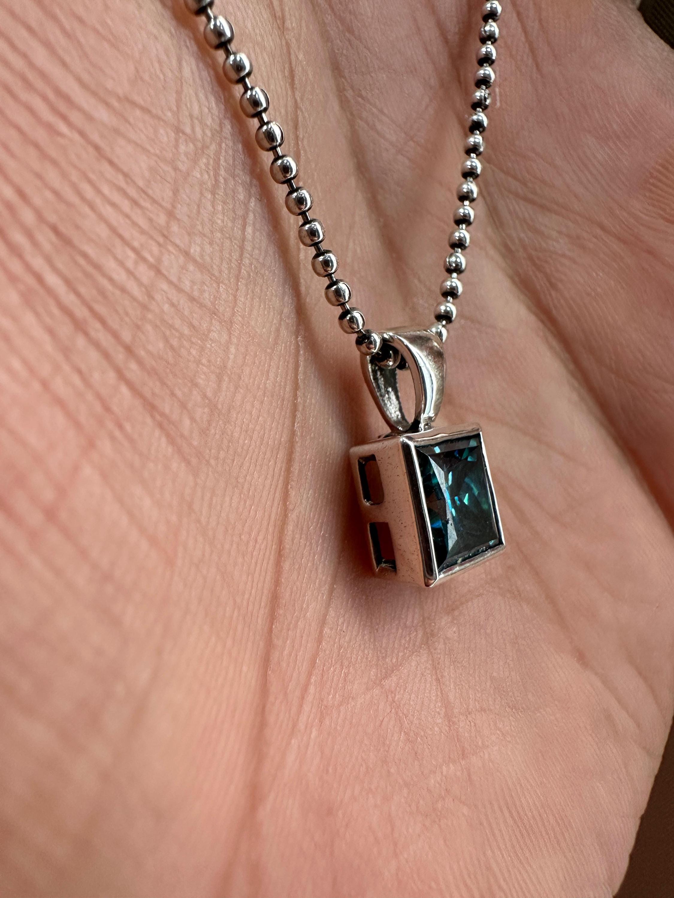 Color Changing Alexandrite Pendant Necklace | Princess Cut 3ct 925 Sterling Silver, June Birthstone