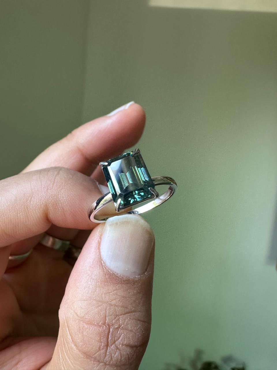 3 CT Emerald Cut Alexandrite Engagement Ring | 14K White Gold Solitaire Proposal Ring
