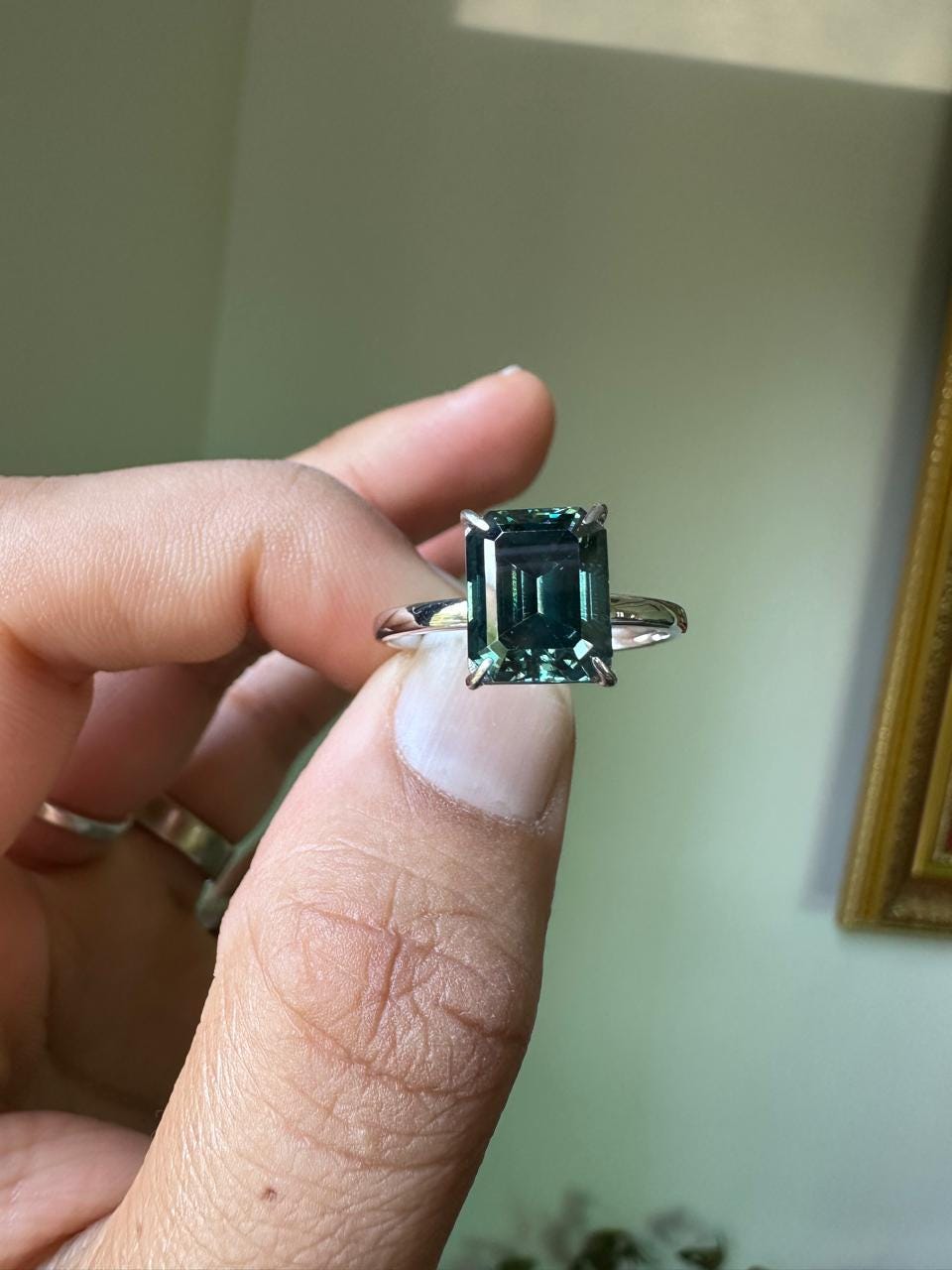 3 CT Emerald Cut Alexandrite Engagement Ring | 14K White Gold Solitaire Proposal Ring