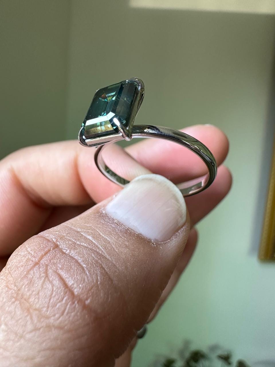 3 CT Emerald Cut Alexandrite Engagement Ring | 14K White Gold Solitaire Proposal Ring