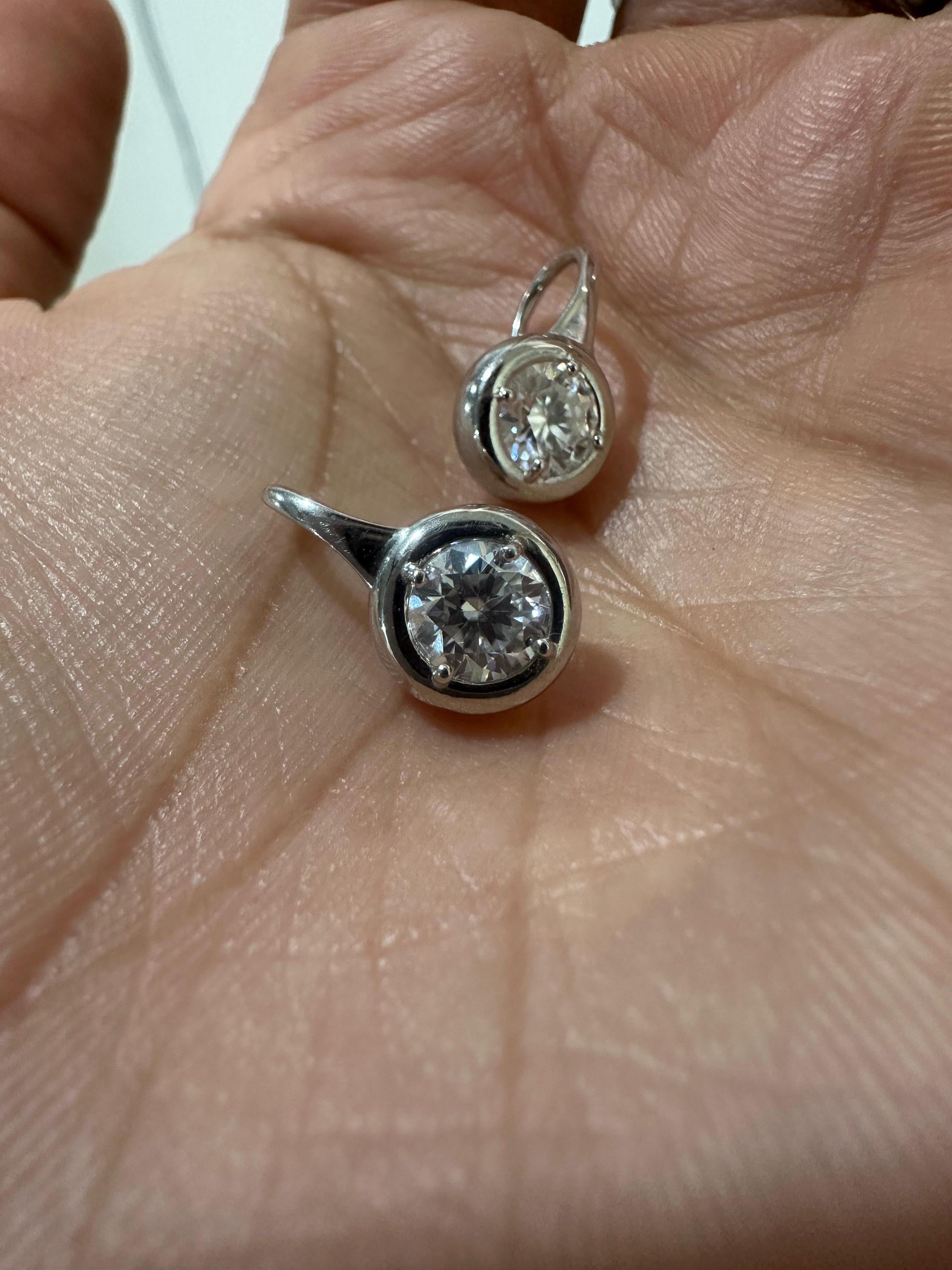 2 CT Lab Grown Diamond Earrings 14K White Gold Bezel Set E F VS1