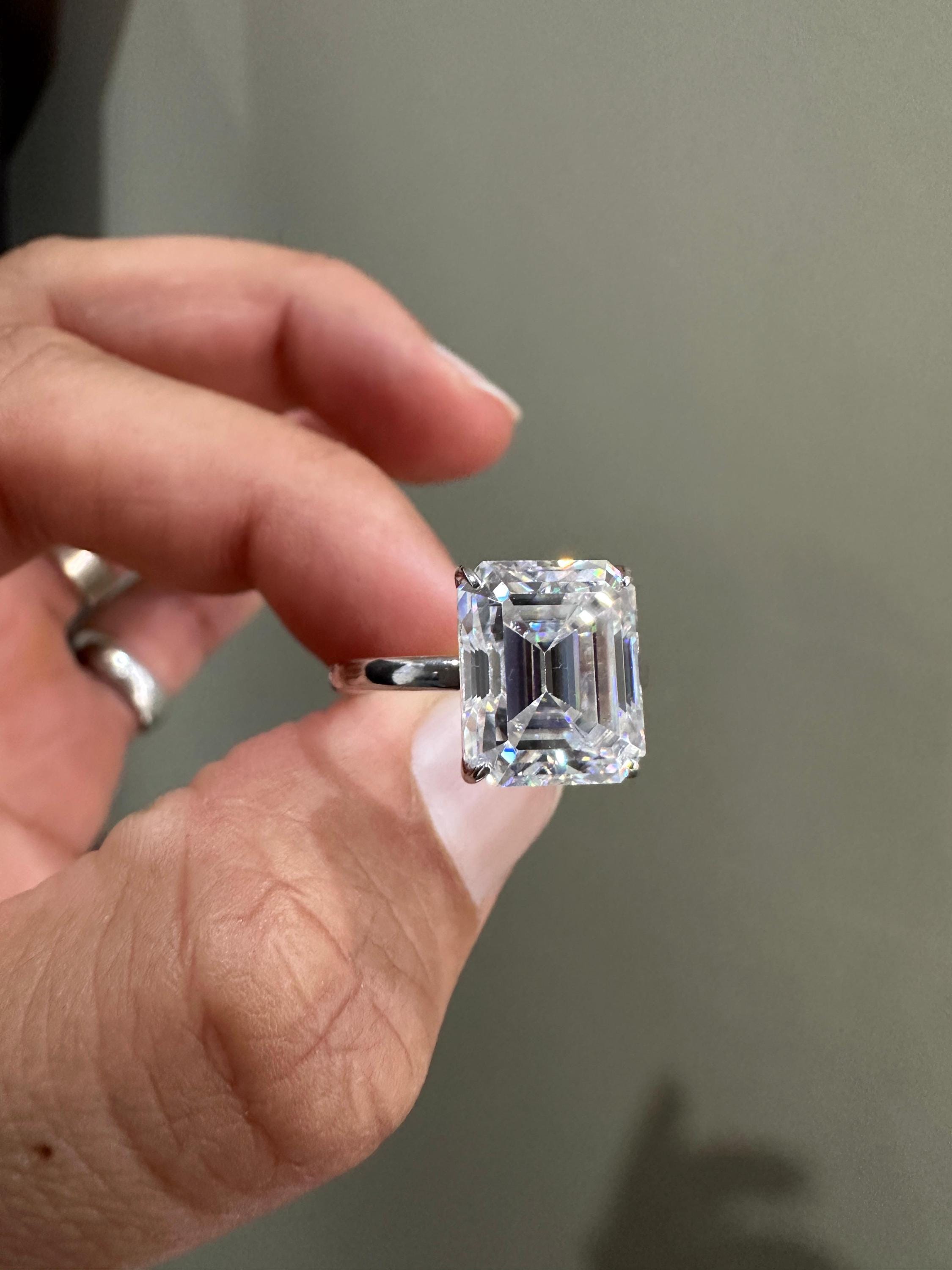3 CT Emerald Cut Lab Diamond Engagement Ring | 14K White Gold Solitaire (IGI Certified)