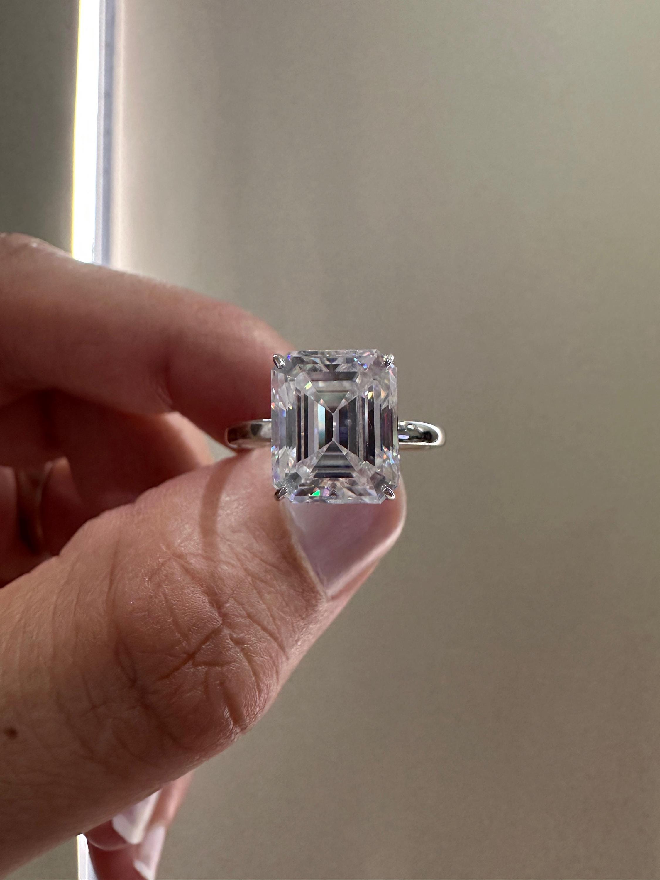 3 CT Emerald Cut Lab Diamond Engagement Ring | 14K White Gold Solitaire (IGI Certified)