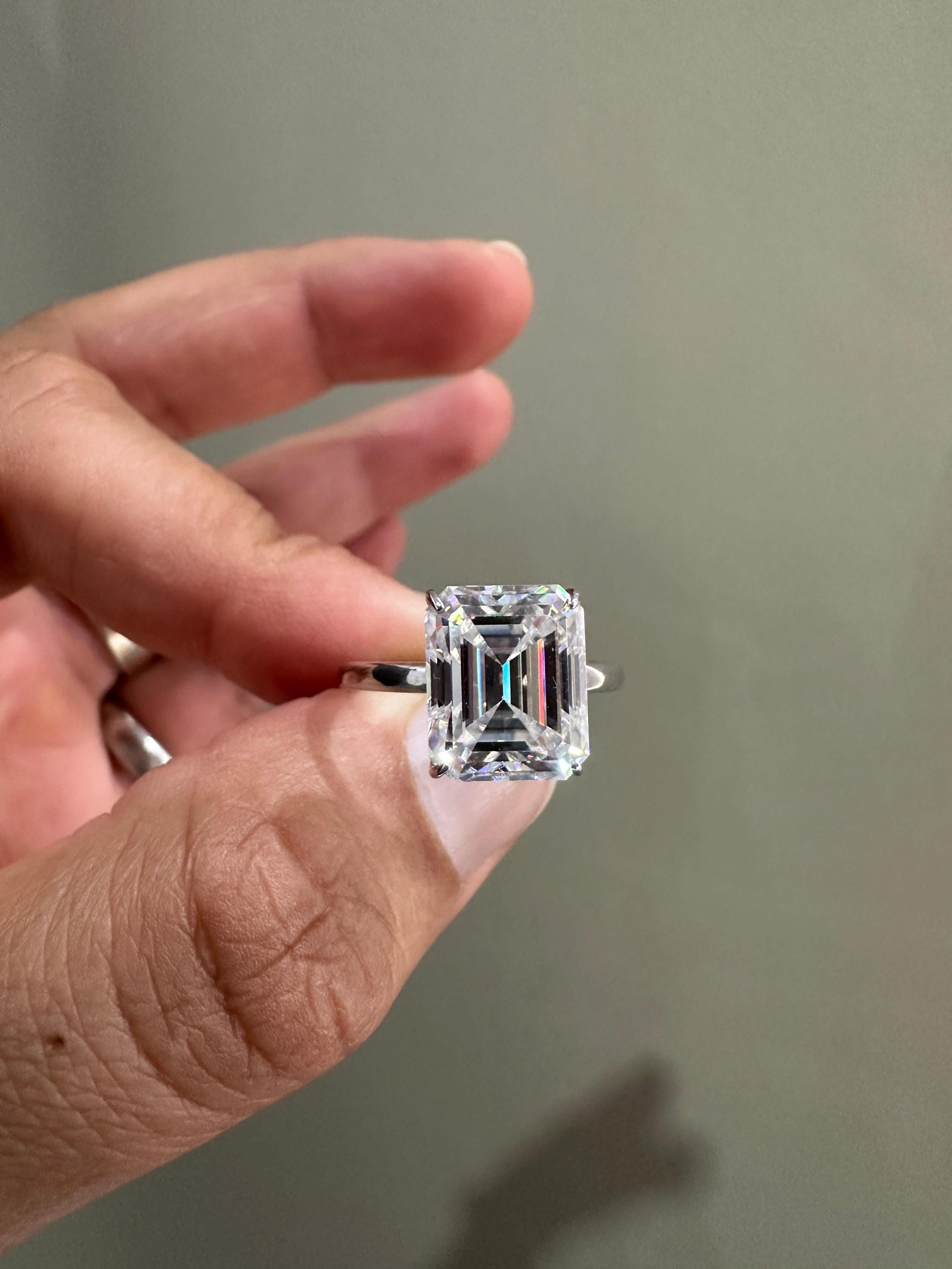 3 CT Emerald Cut Lab Diamond Engagement Ring | 14K White Gold Solitaire (IGI Certified)