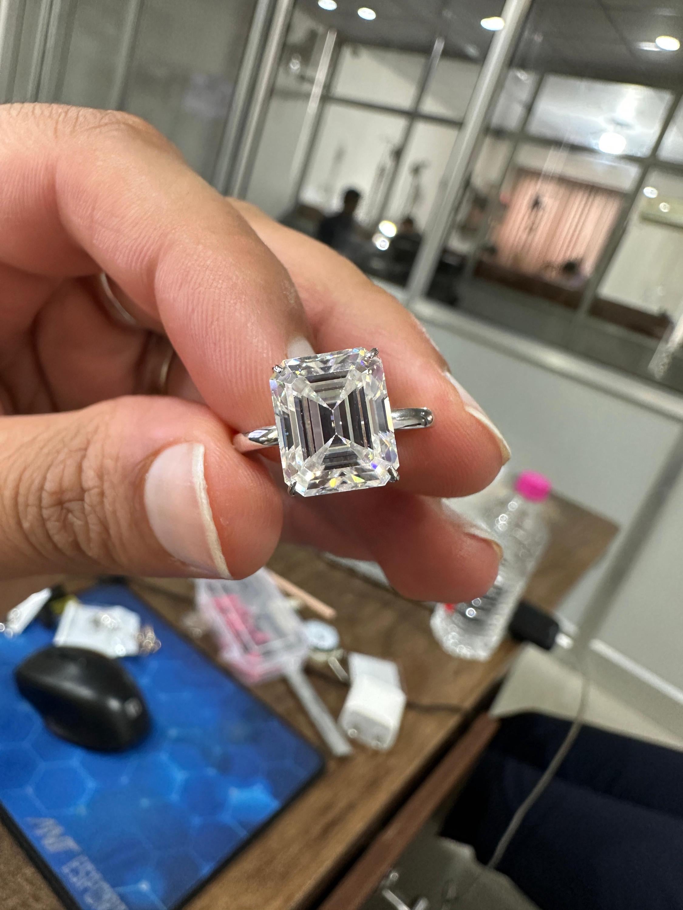 3 CT Emerald Cut Lab Diamond Engagement Ring | 14K White Gold Solitaire (IGI Certified)