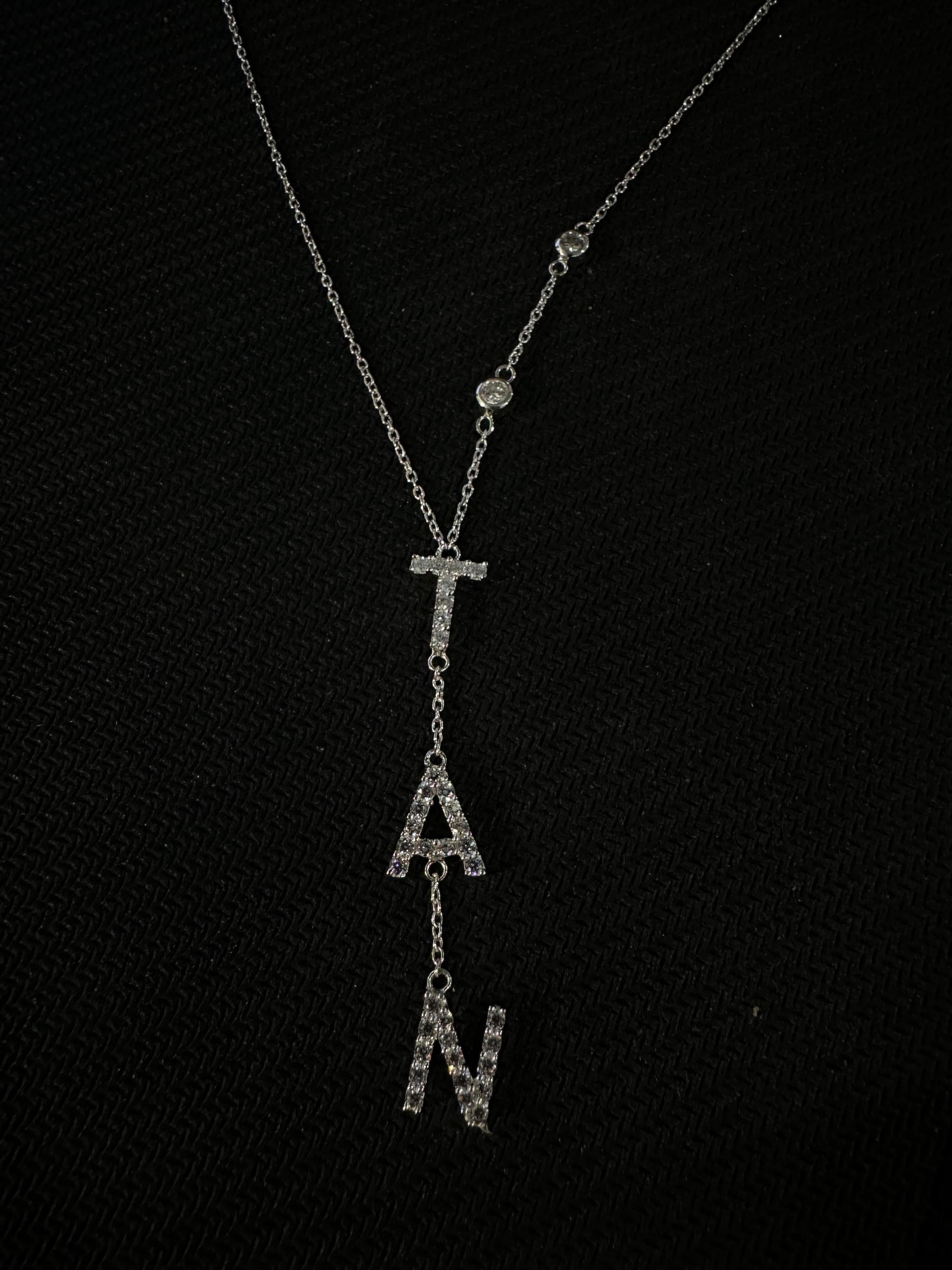 Personalized Moissanite Name Necklace | 925 Sterling Silver Custom Initials Pendant