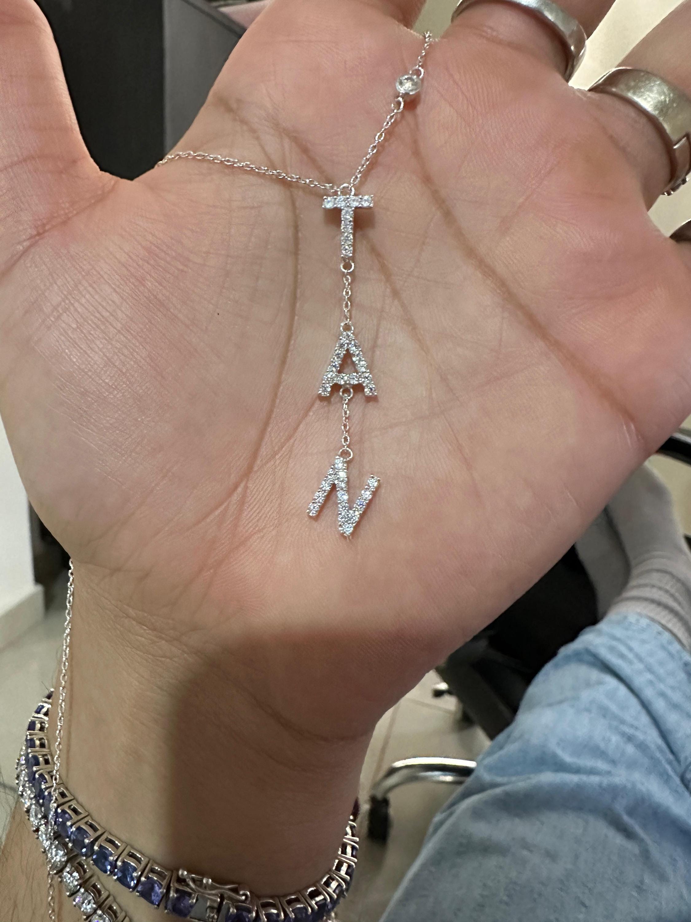 Personalized Moissanite Name Necklace | 925 Sterling Silver Custom Initials Pendant