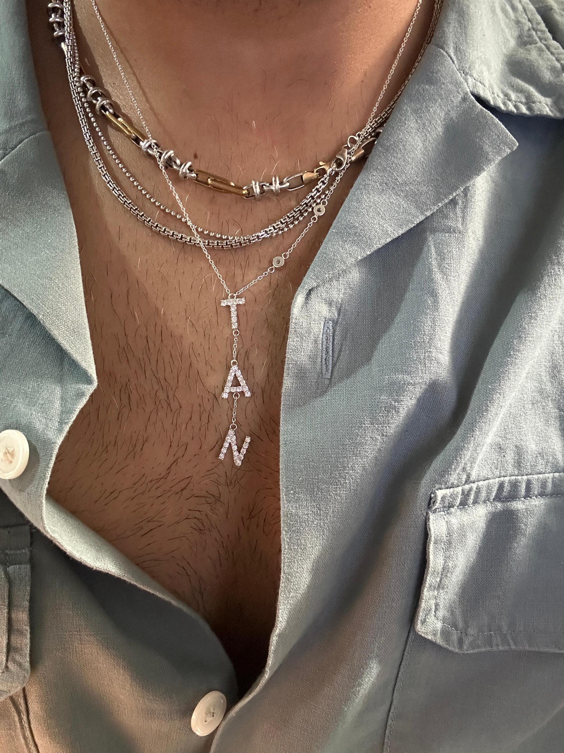 Personalized Moissanite Name Necklace | 925 Sterling Silver Custom Initials Pendant