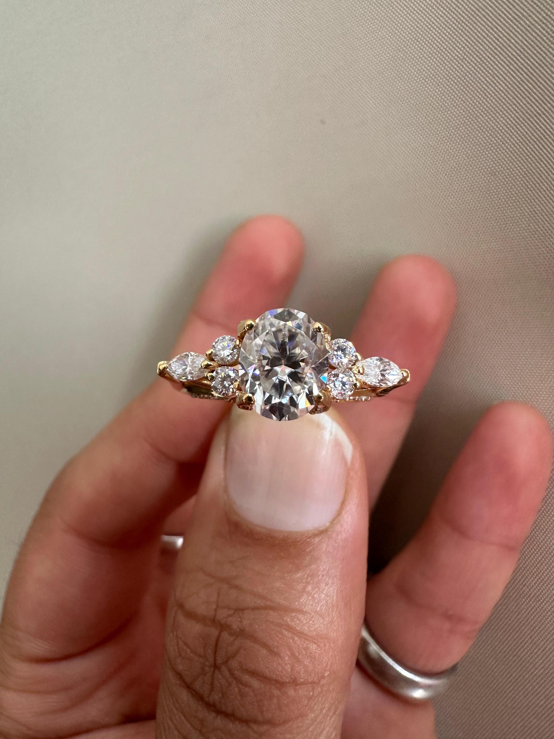2 CT Oval Lab Diamond Ring 14K Gold | Vintage Inspired Engagement Ring