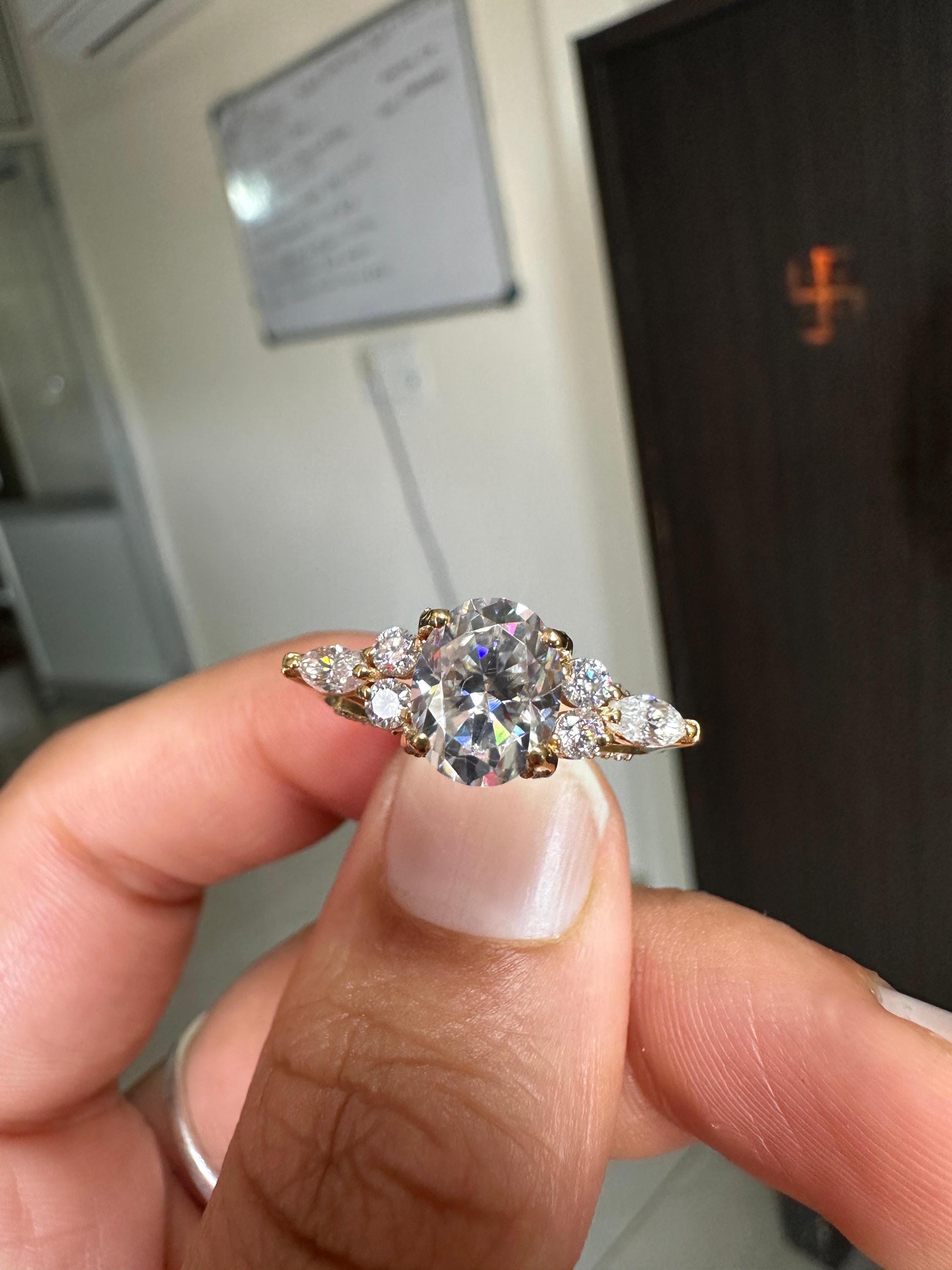 2 CT Oval Lab Diamond Ring 14K Gold | Vintage Inspired Engagement Ring