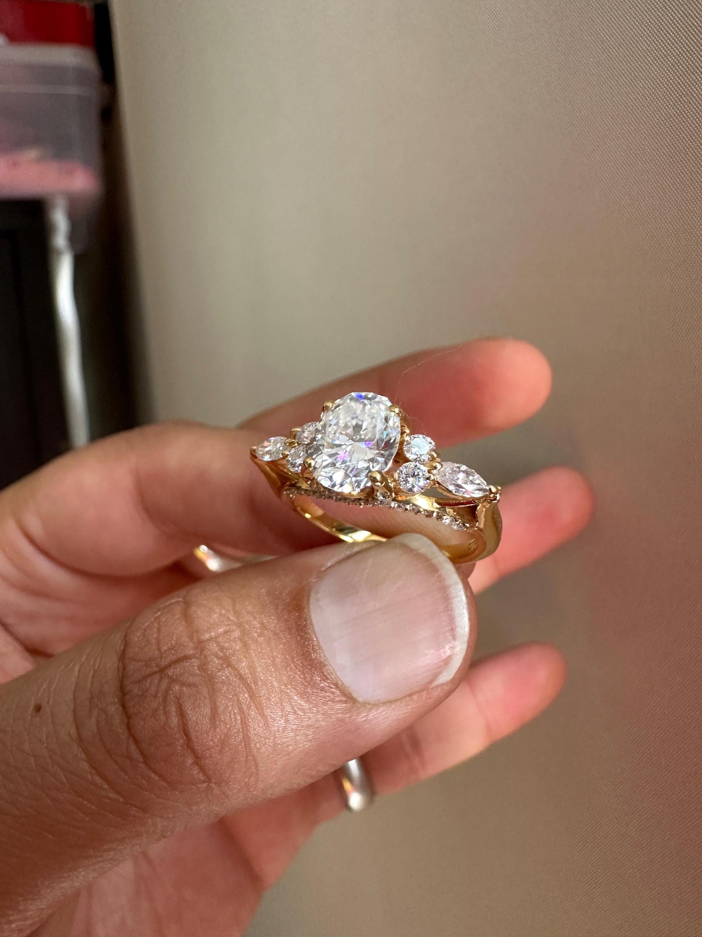 2 CT Oval Lab Diamond Ring 14K Gold | Vintage Inspired Engagement Ring