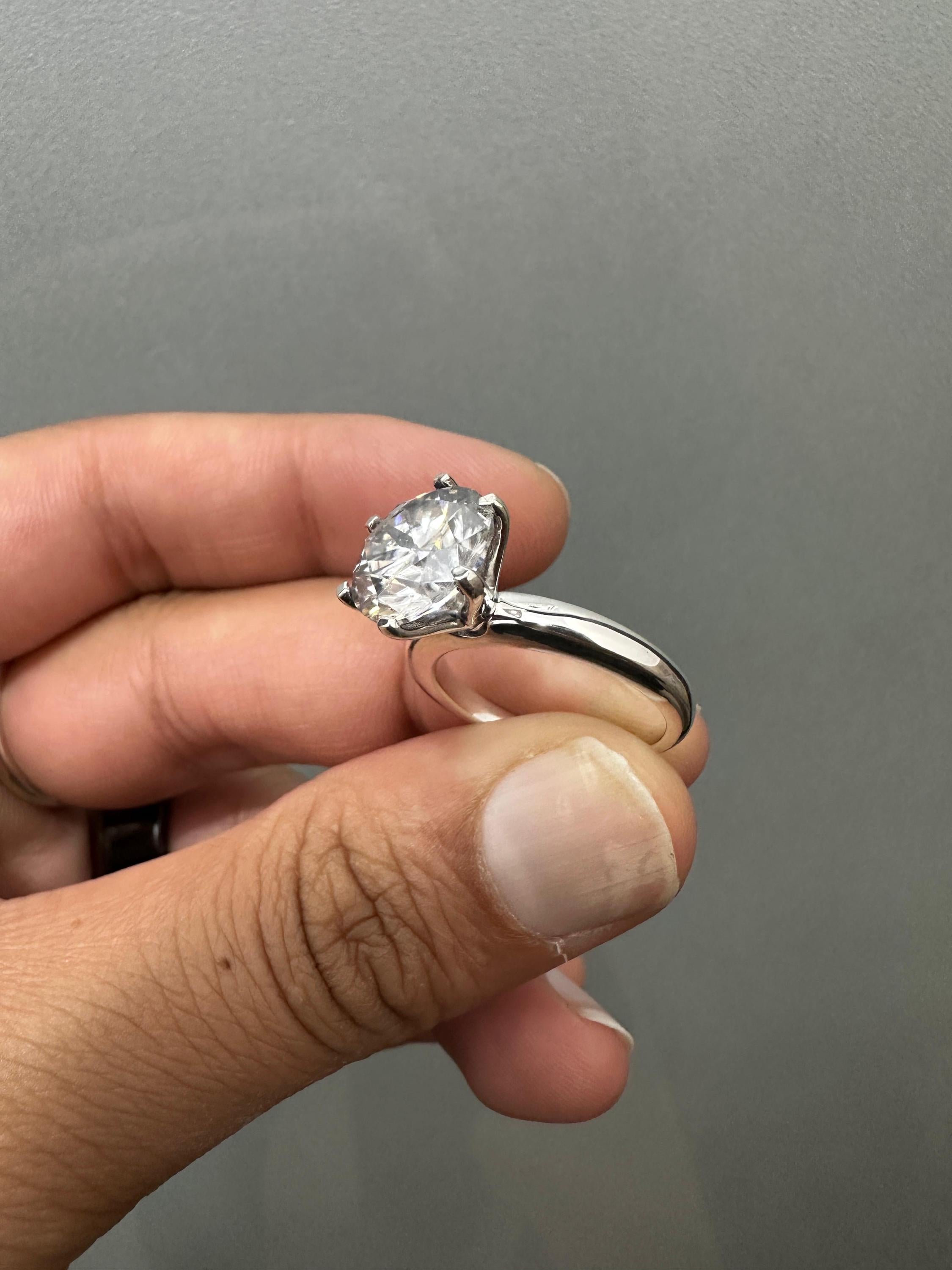 5 CT Solitaire Engagement Ring | 14K White Gold Finish, Six Prong