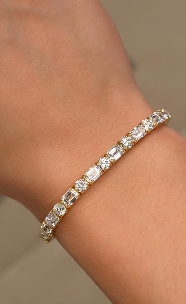 Multi Shape Moissanite Tennis Bracelet | 14k Gold Finish, Fine Jewelry for her