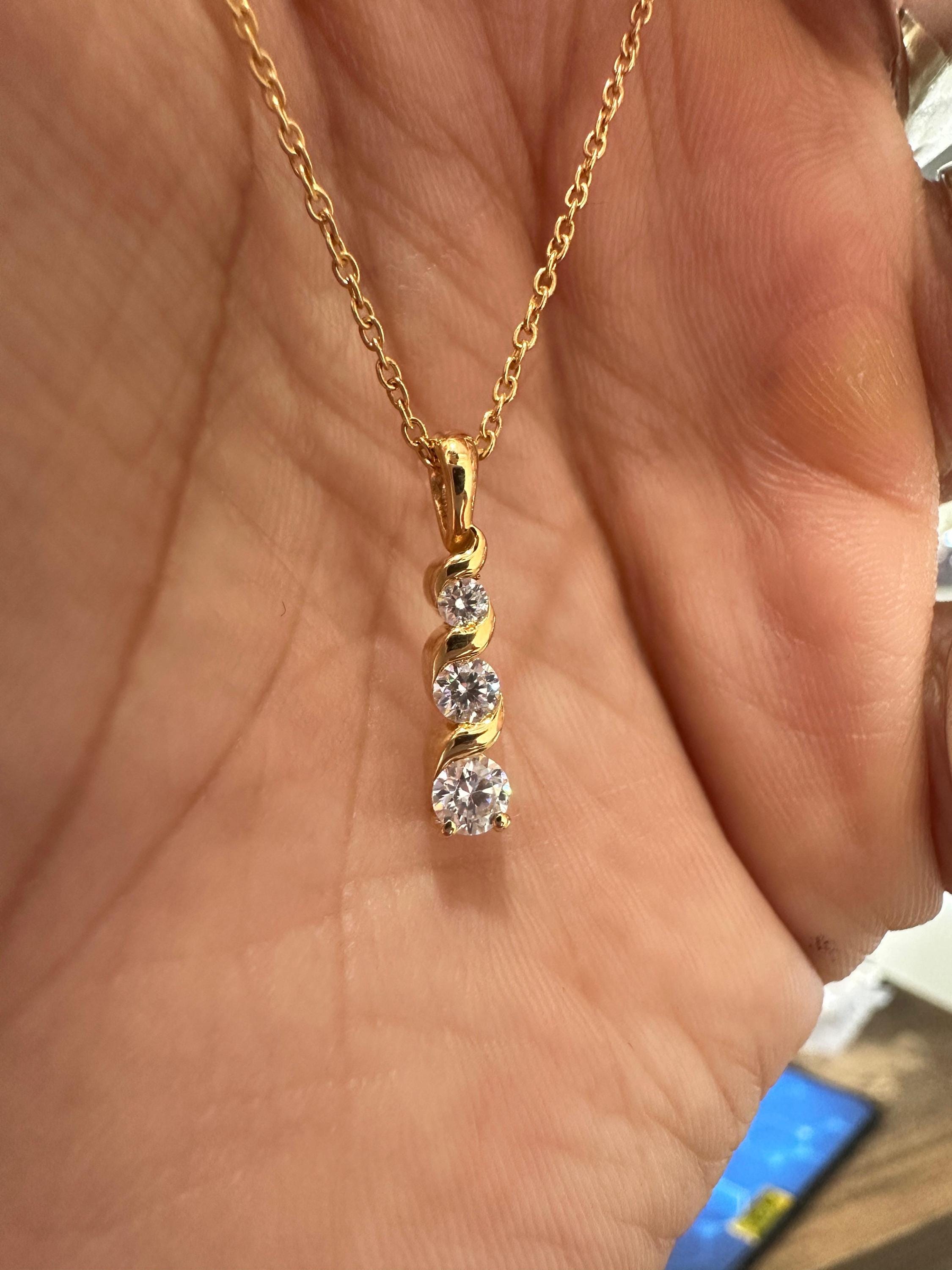 Unique 14k Gold Diamond Pendant | Floating Diamond Necklace, Anniversary Gift for her