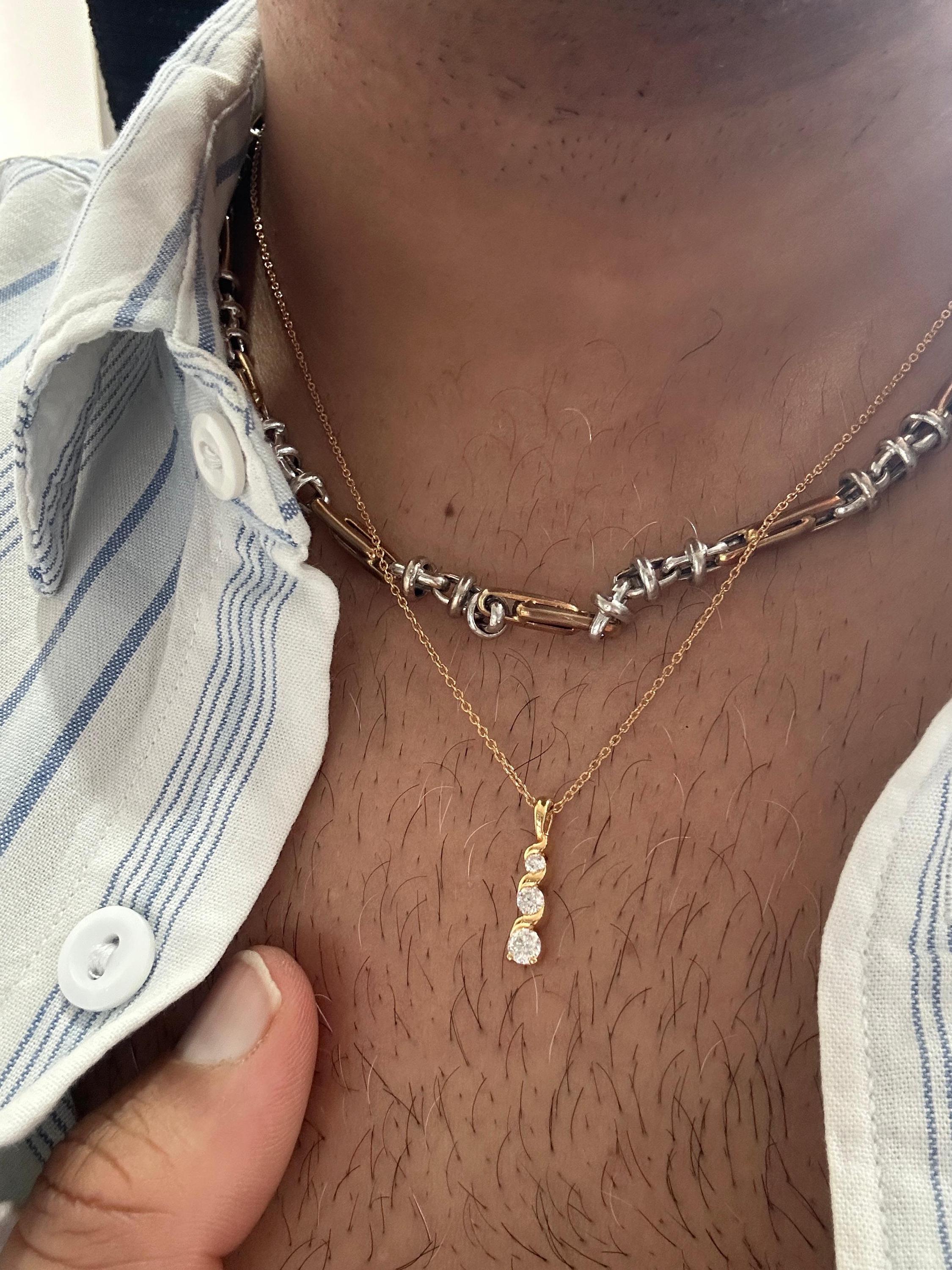 Unique 14k Gold Diamond Pendant | Floating Diamond Necklace, Anniversary Gift for her