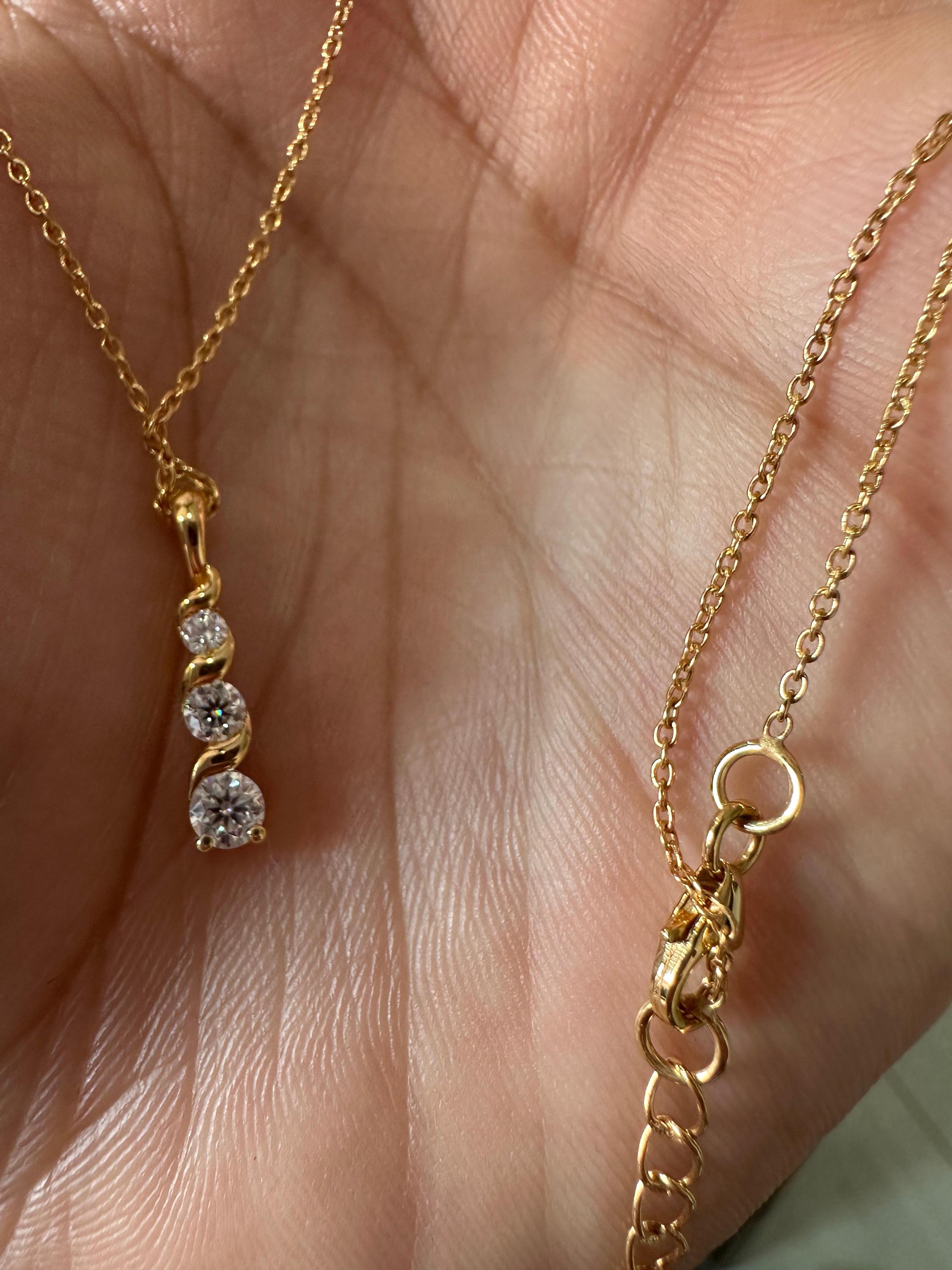 Unique 14k Gold Diamond Pendant | Floating Diamond Necklace, Anniversary Gift for her