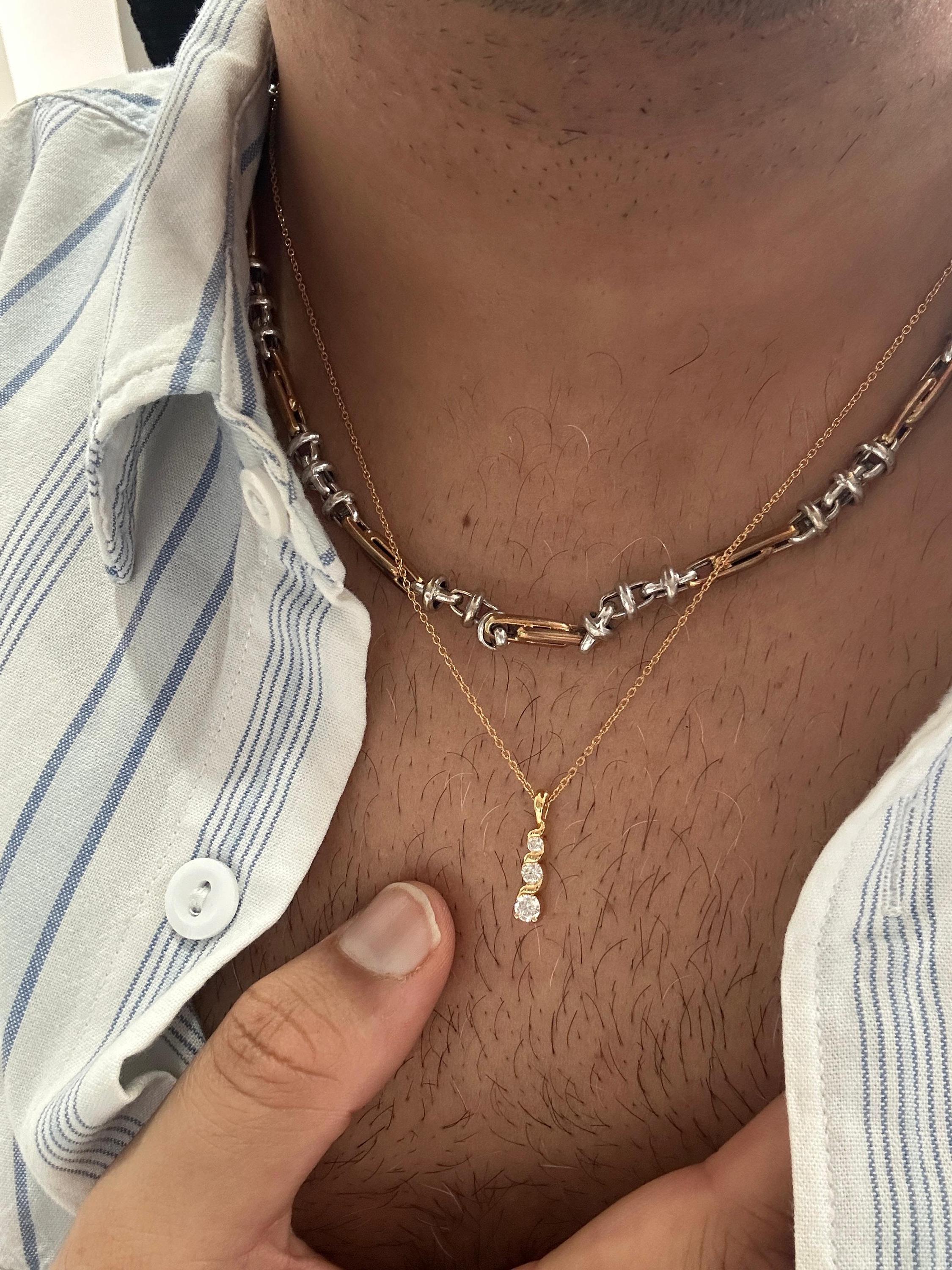 Unique 14k Gold Diamond Pendant | Floating Diamond Necklace, Anniversary Gift for her