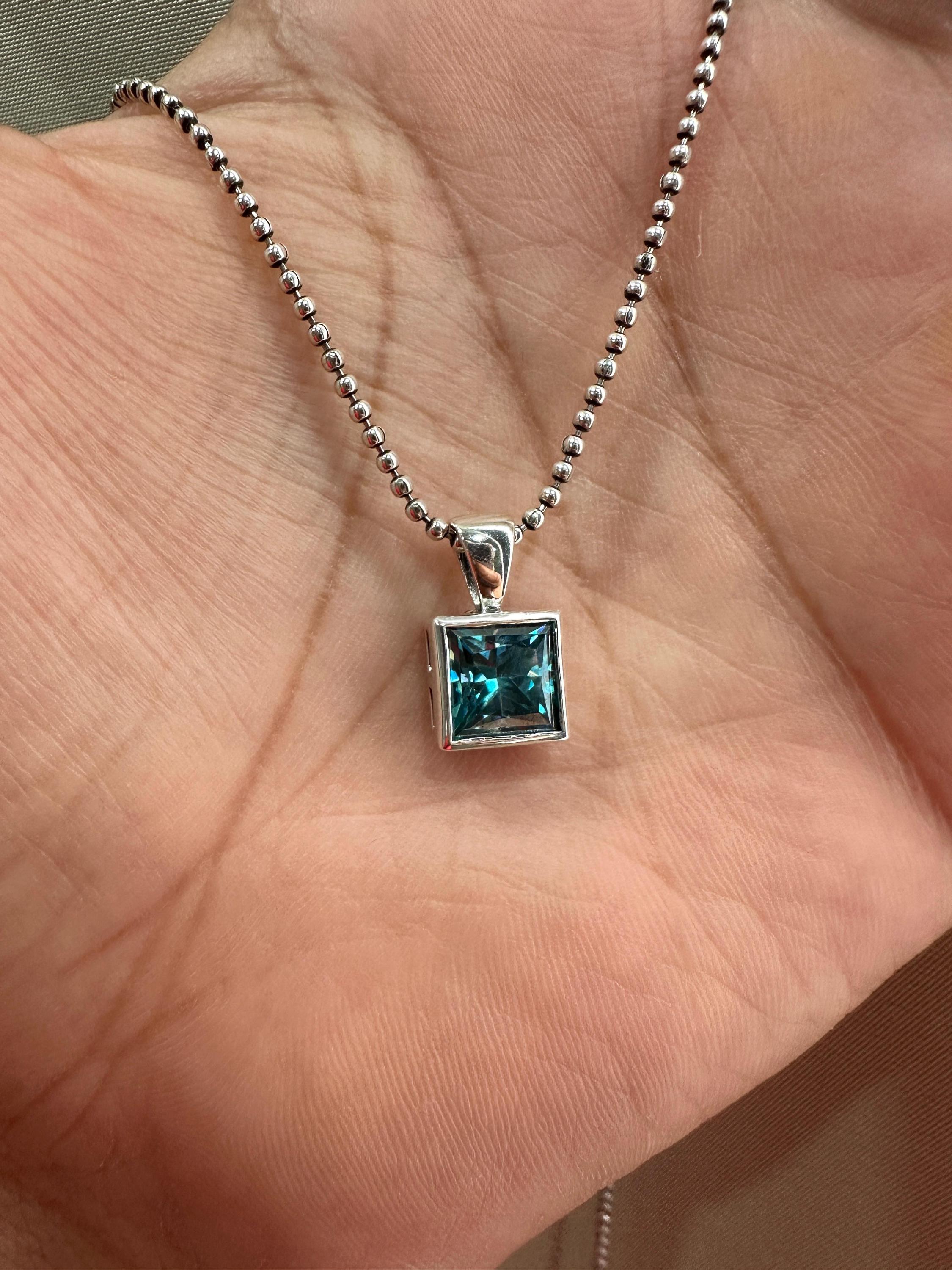 Color Changing Alexandrite Pendant Necklace | Princess Cut 3ct 925 Sterling Silver, June Birthstone