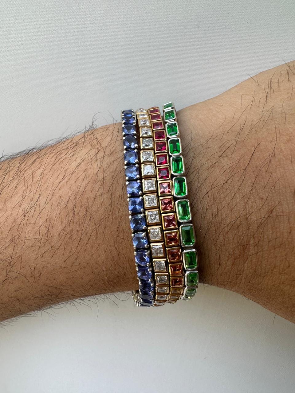 Tennis Bracelet Set for gift | 925 Silver 14K Gold Vermeil, Tanzanite, Emerald, Moissanite, Sapphire