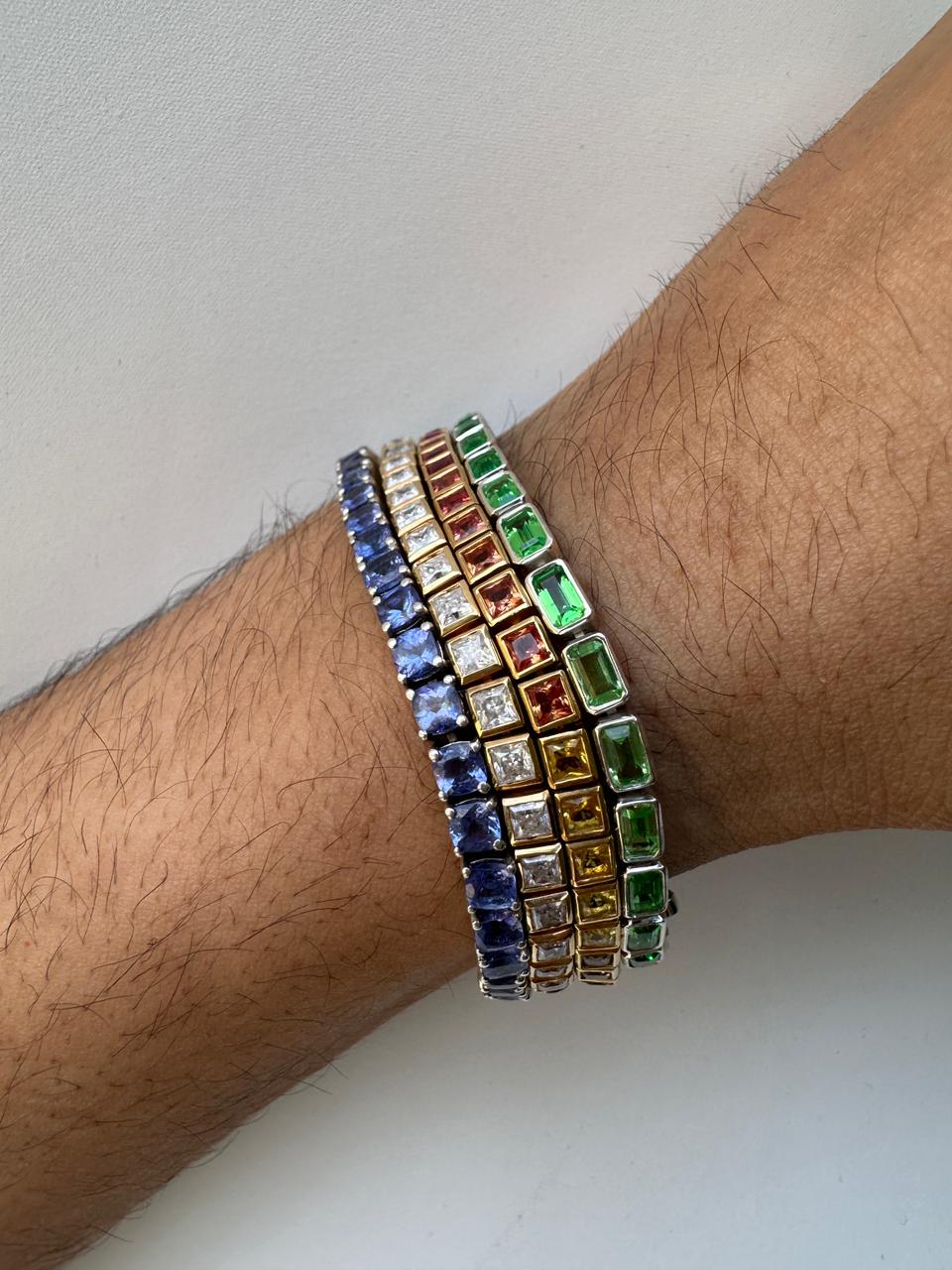 Tennis Bracelet Set for gift | 925 Silver 14K Gold Vermeil, Tanzanite, Emerald, Moissanite, Sapphire
