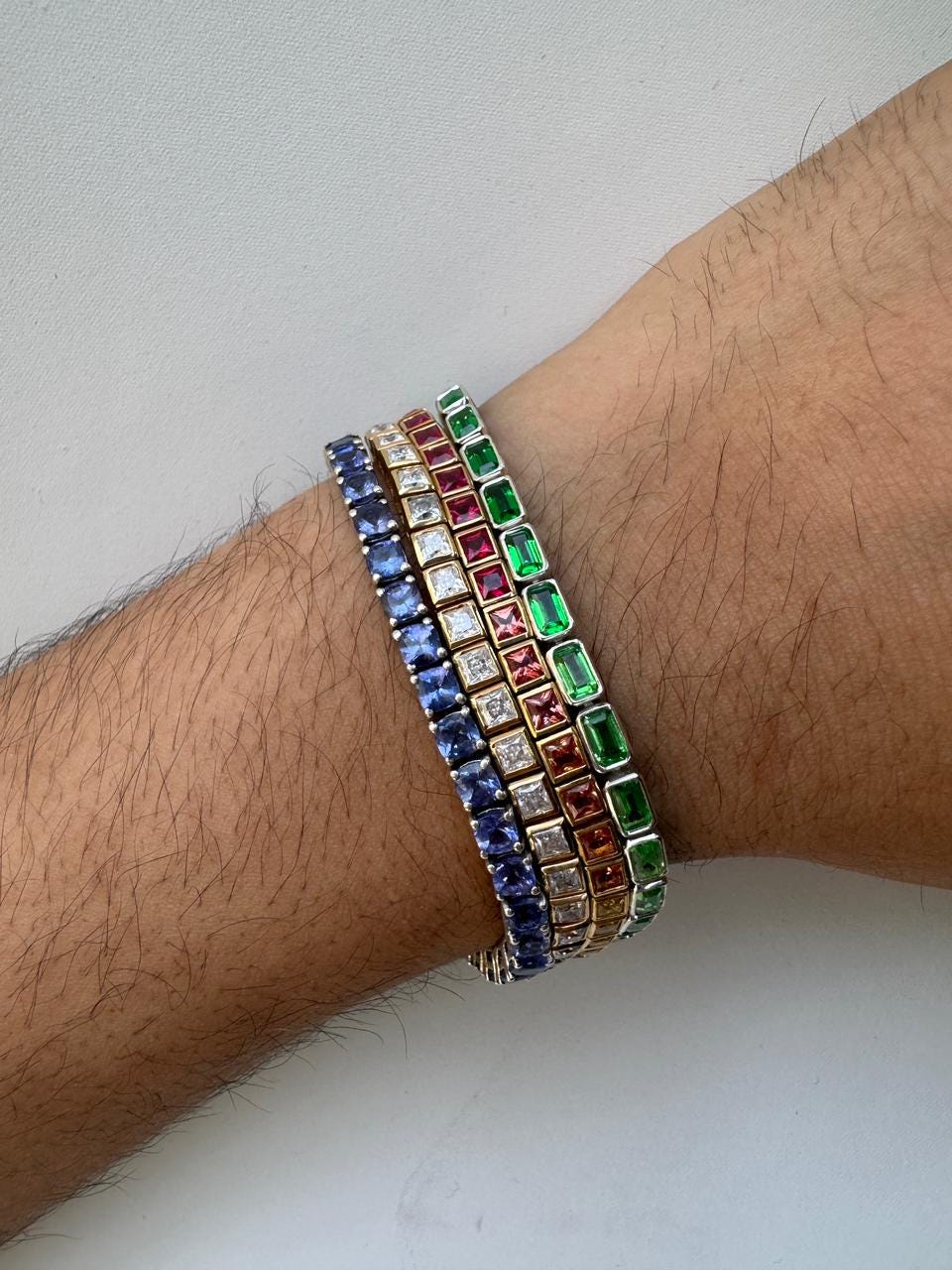 Tennis Bracelet Set for gift | 925 Silver 14K Gold Vermeil, Tanzanite, Emerald, Moissanite, Sapphire