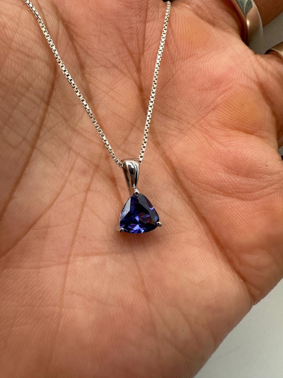 Rare Tanzanite Pendant Necklace for Gift, 14K White Gold, 1.25 CT Blue Gemstone Jewelry