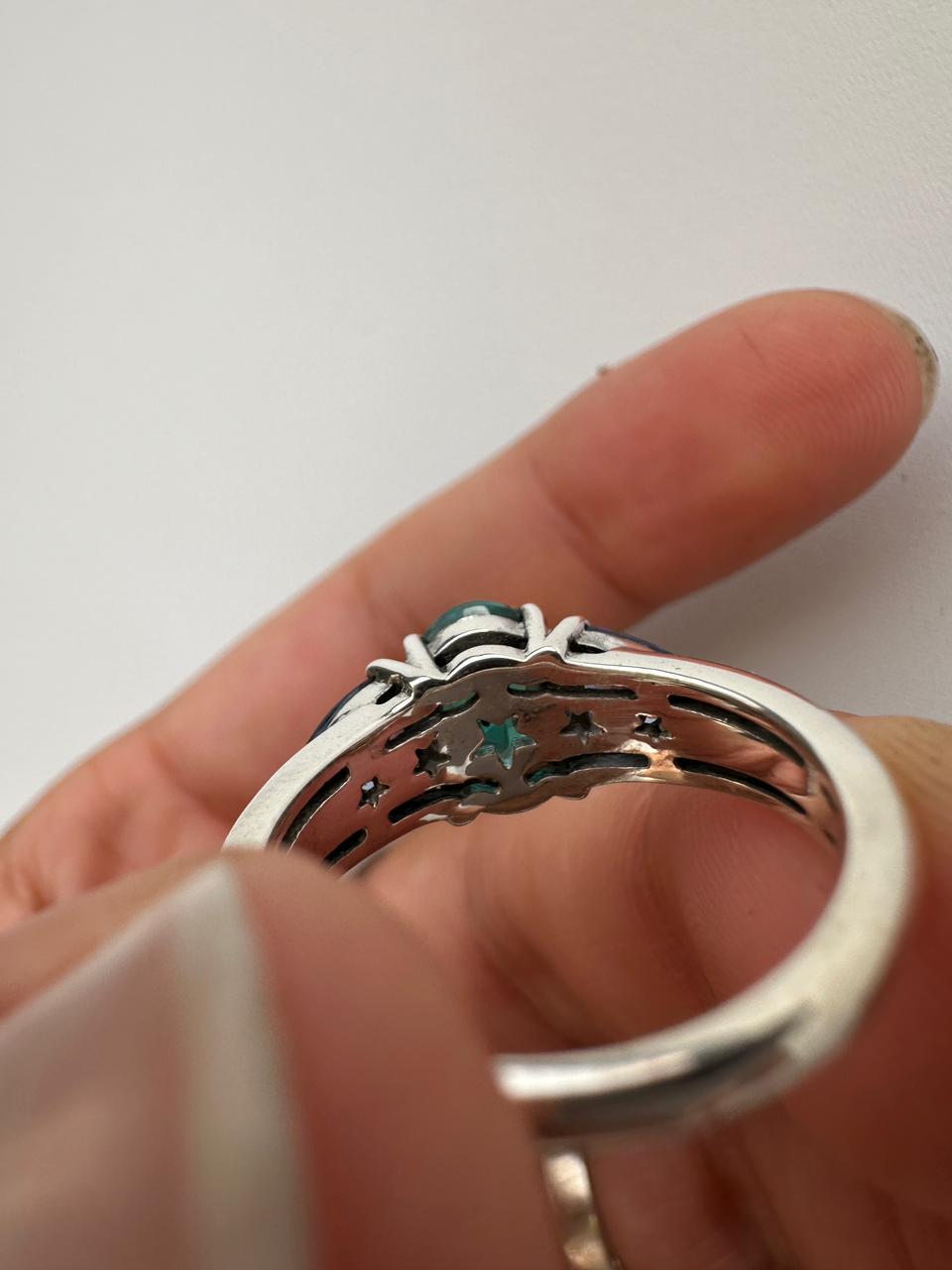 Ocean Paraiba Tanzanite Engagement Ring, 14K White Gold Three-Stone Blue Gemstone Ring