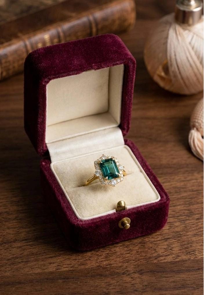 Color Changing Alexandrite Moissanite Engagement Ring | 4 Ct Emerald Cut Halo Gold Finish