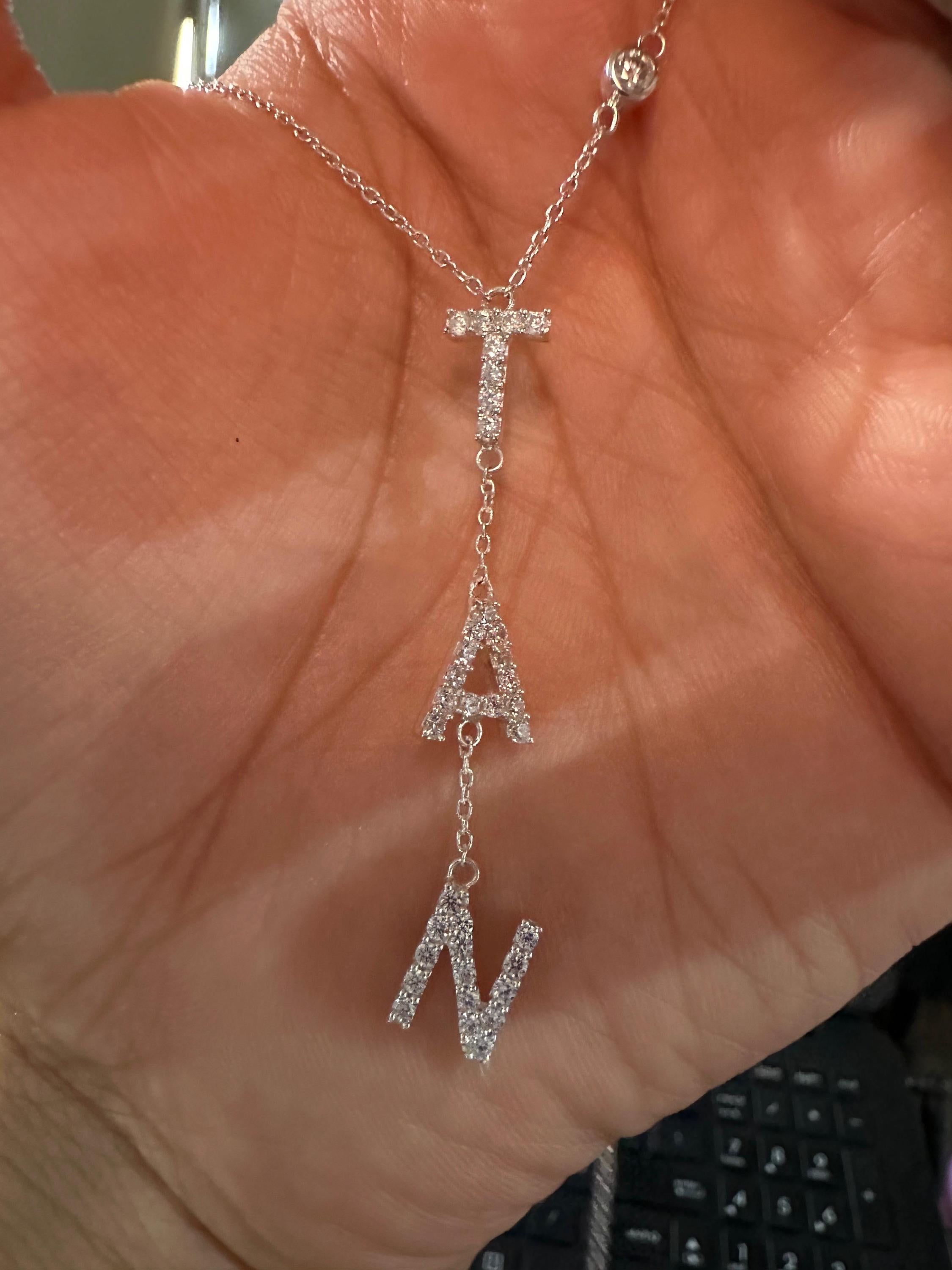 Personalized Moissanite Name Necklace | 925 Sterling Silver Custom Initials Pendant