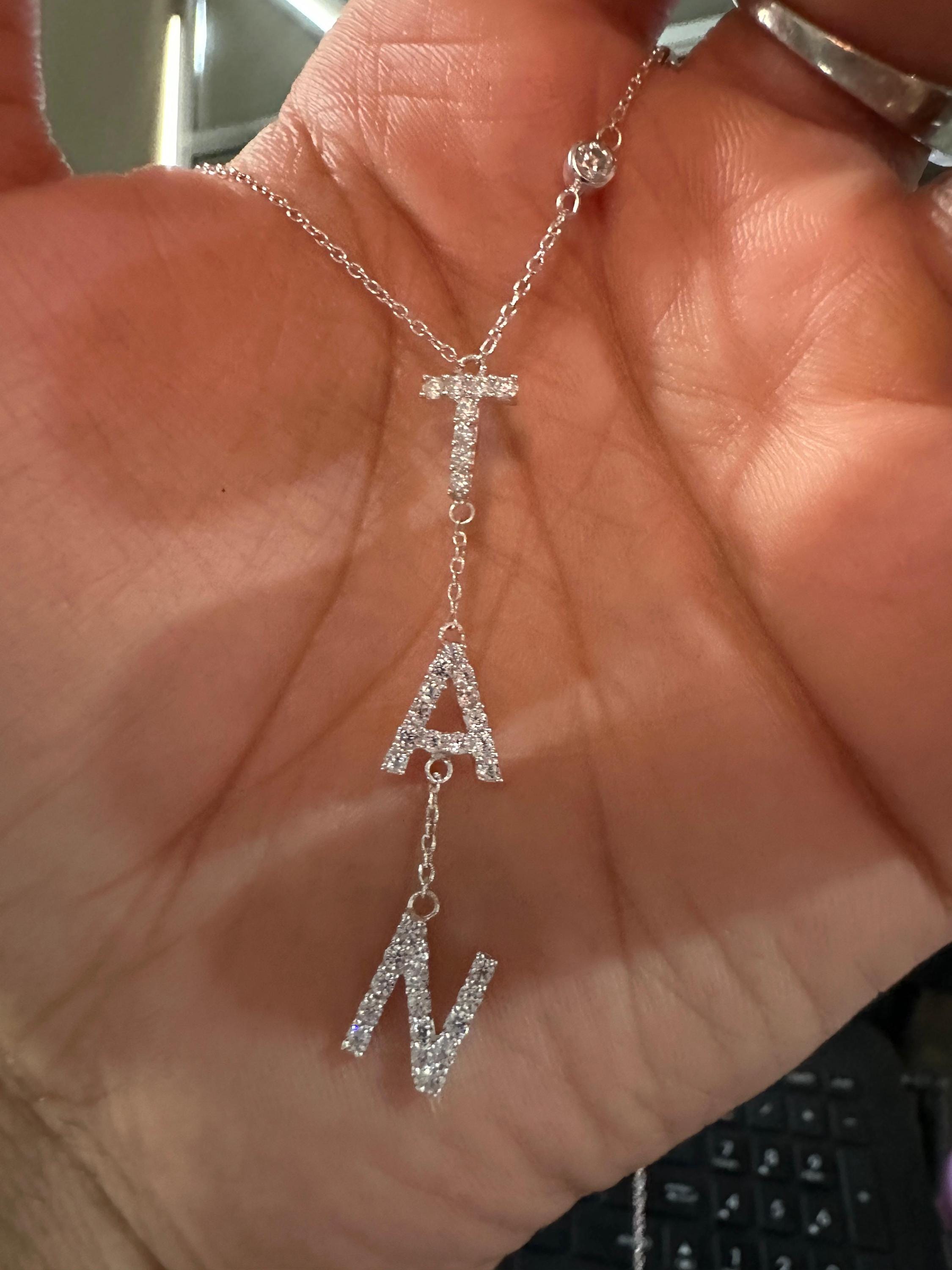 Personalized Moissanite Name Necklace | 925 Sterling Silver Custom Initials Pendant
