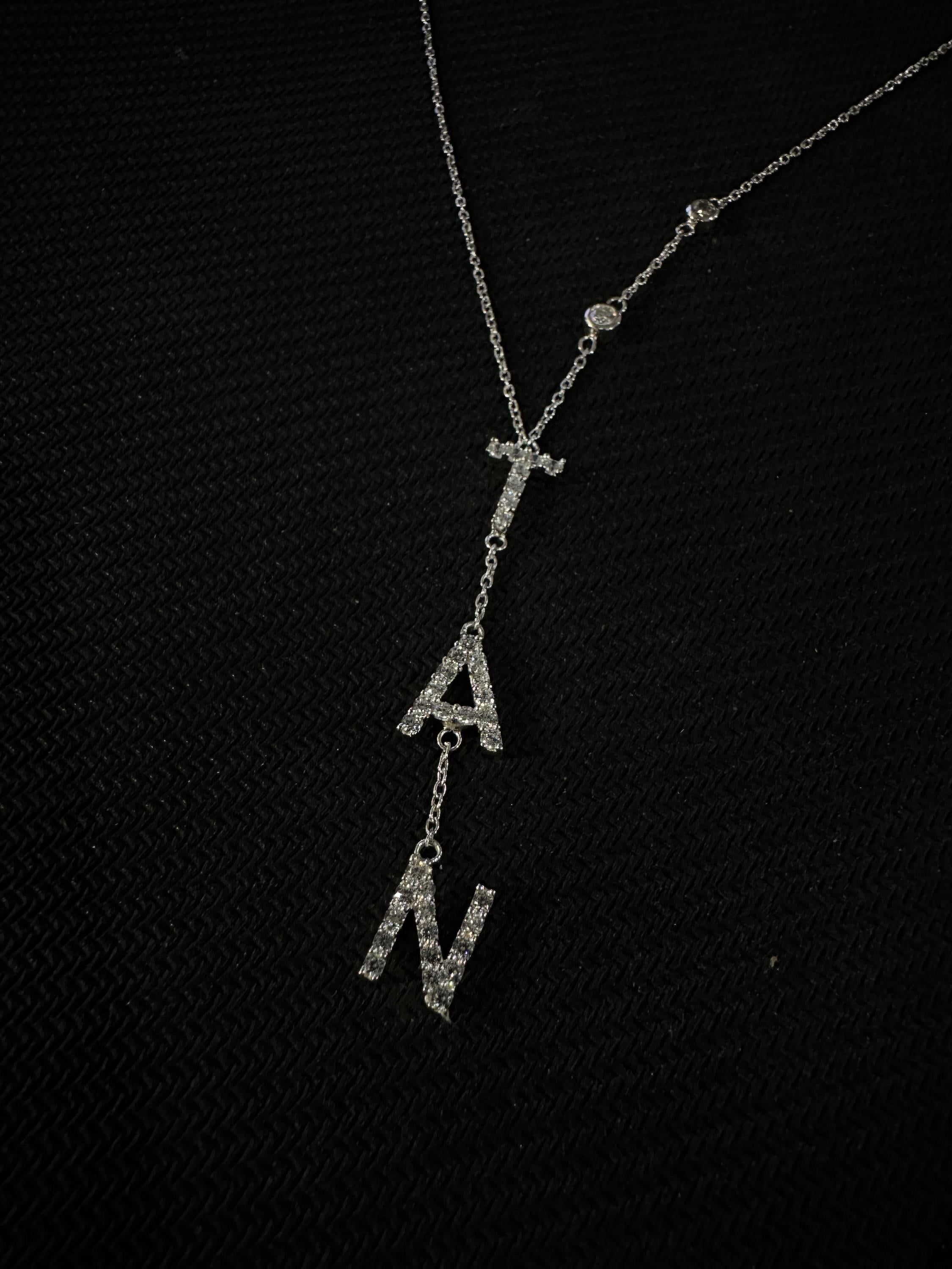 Personalized Moissanite Name Necklace | 925 Sterling Silver Custom Initials Pendant